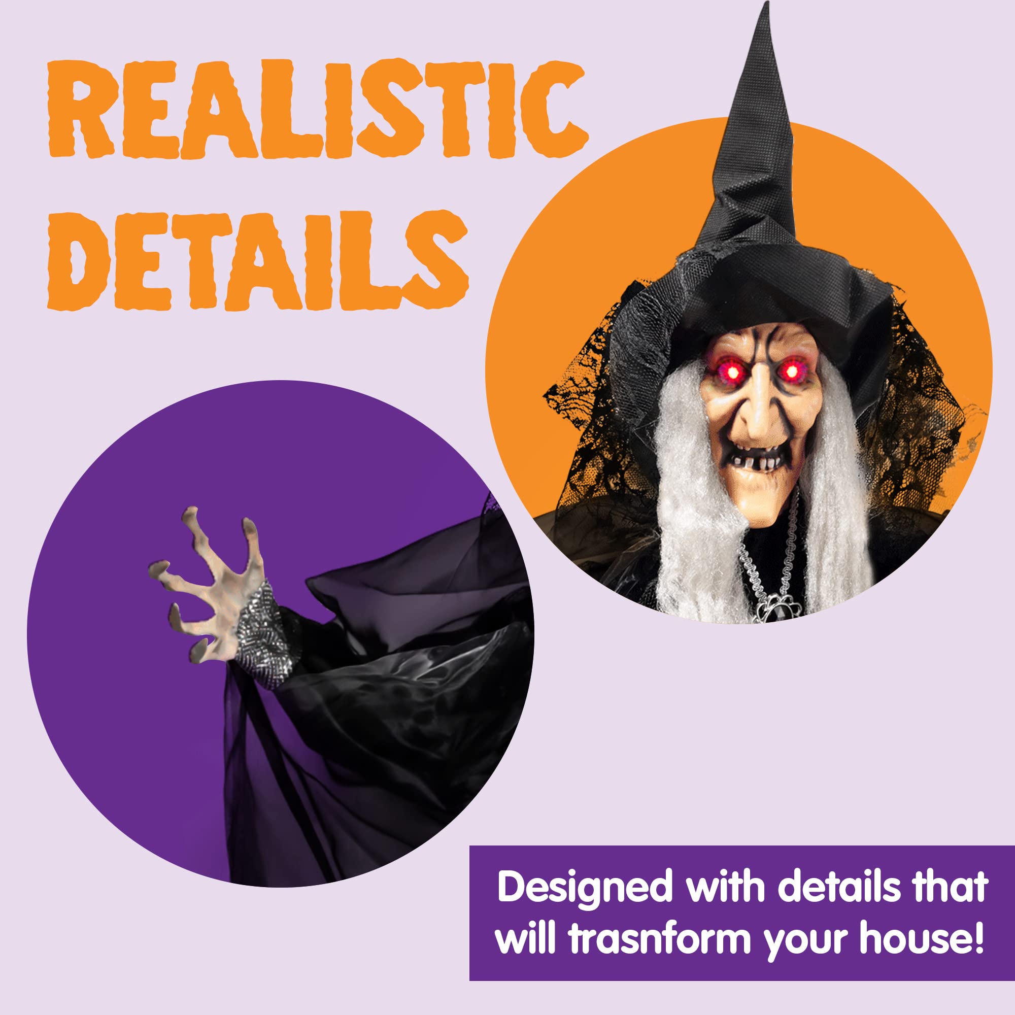 JOYIN animated witch in a Halloween garden setup