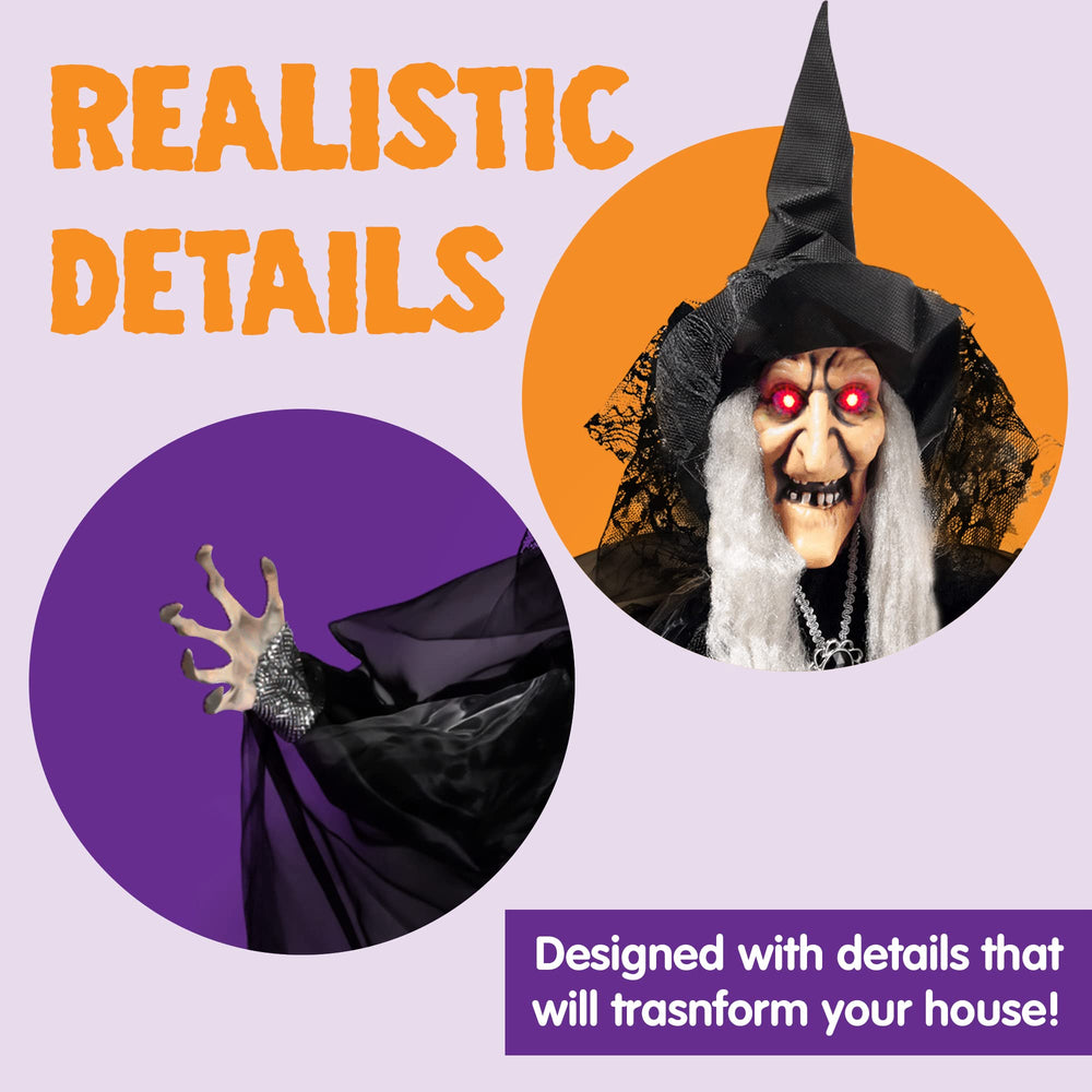 JOYIN animated witch in a Halloween garden setup