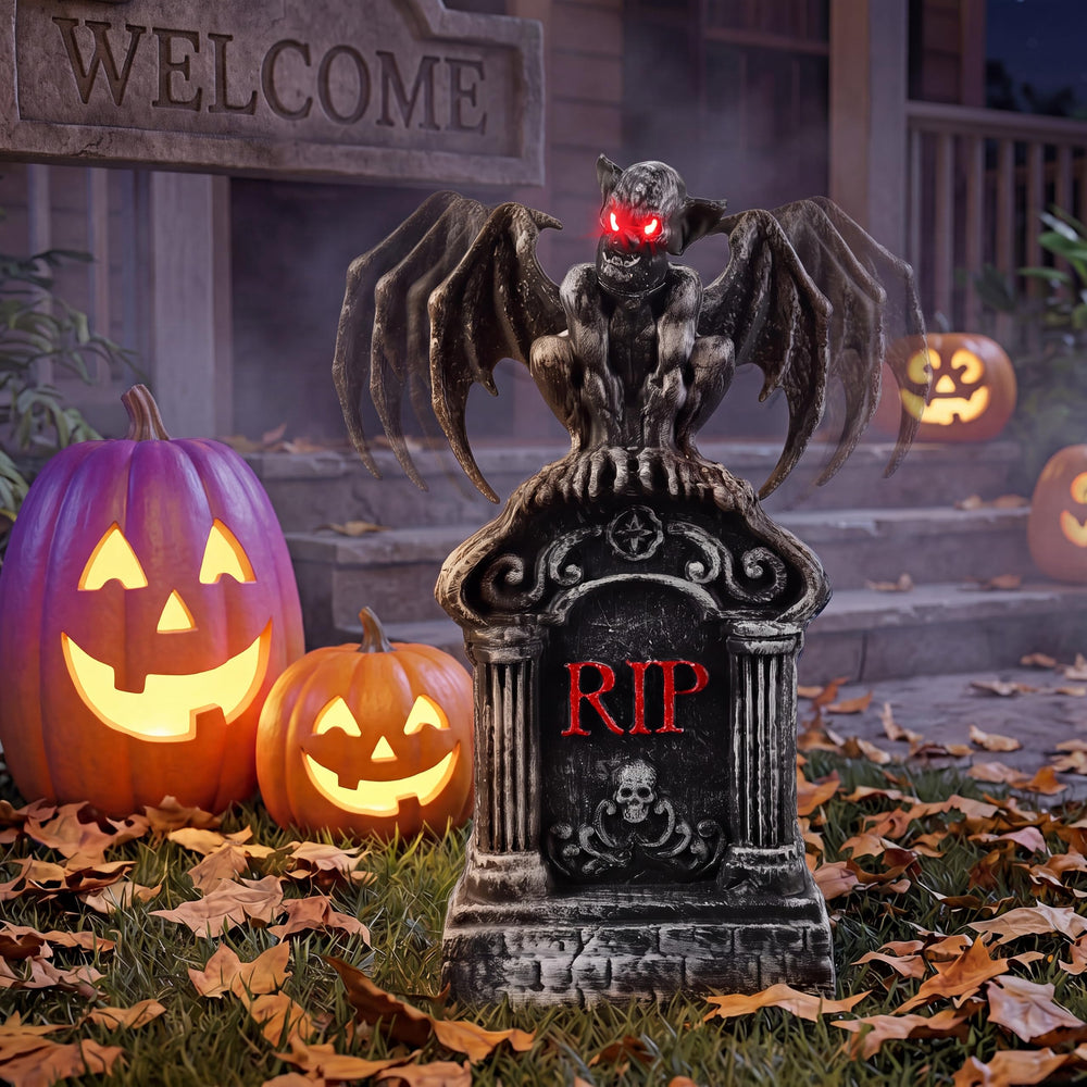 JOYIN Black Bat Tombstone side view showing motion activation