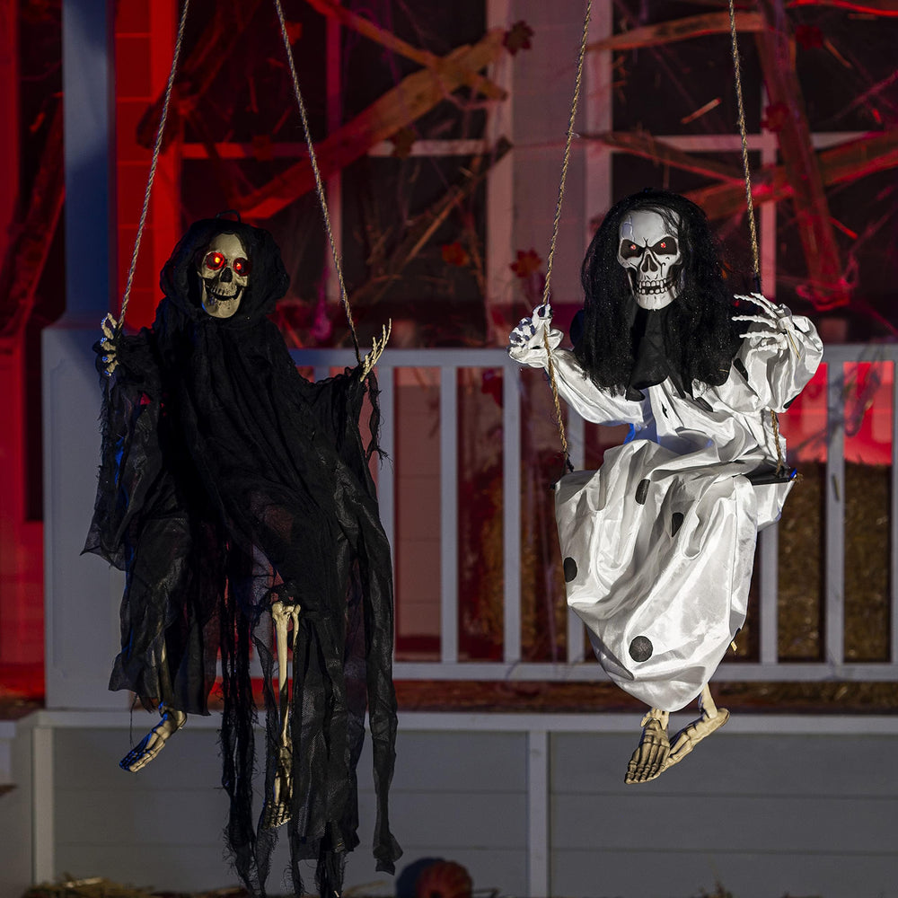 JOYIN Halloween black swinging ghost with LED eyes