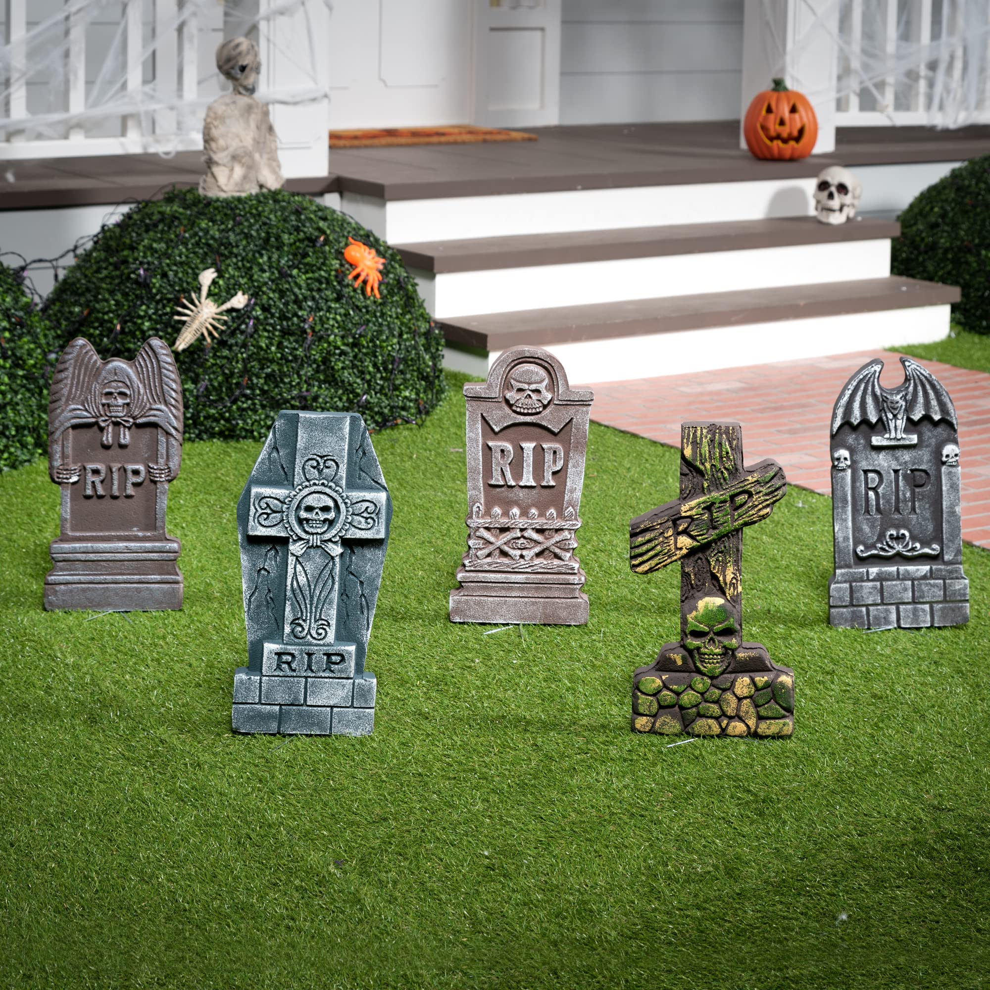 JOYIN Halloween Foam Tombstones with installation instructions