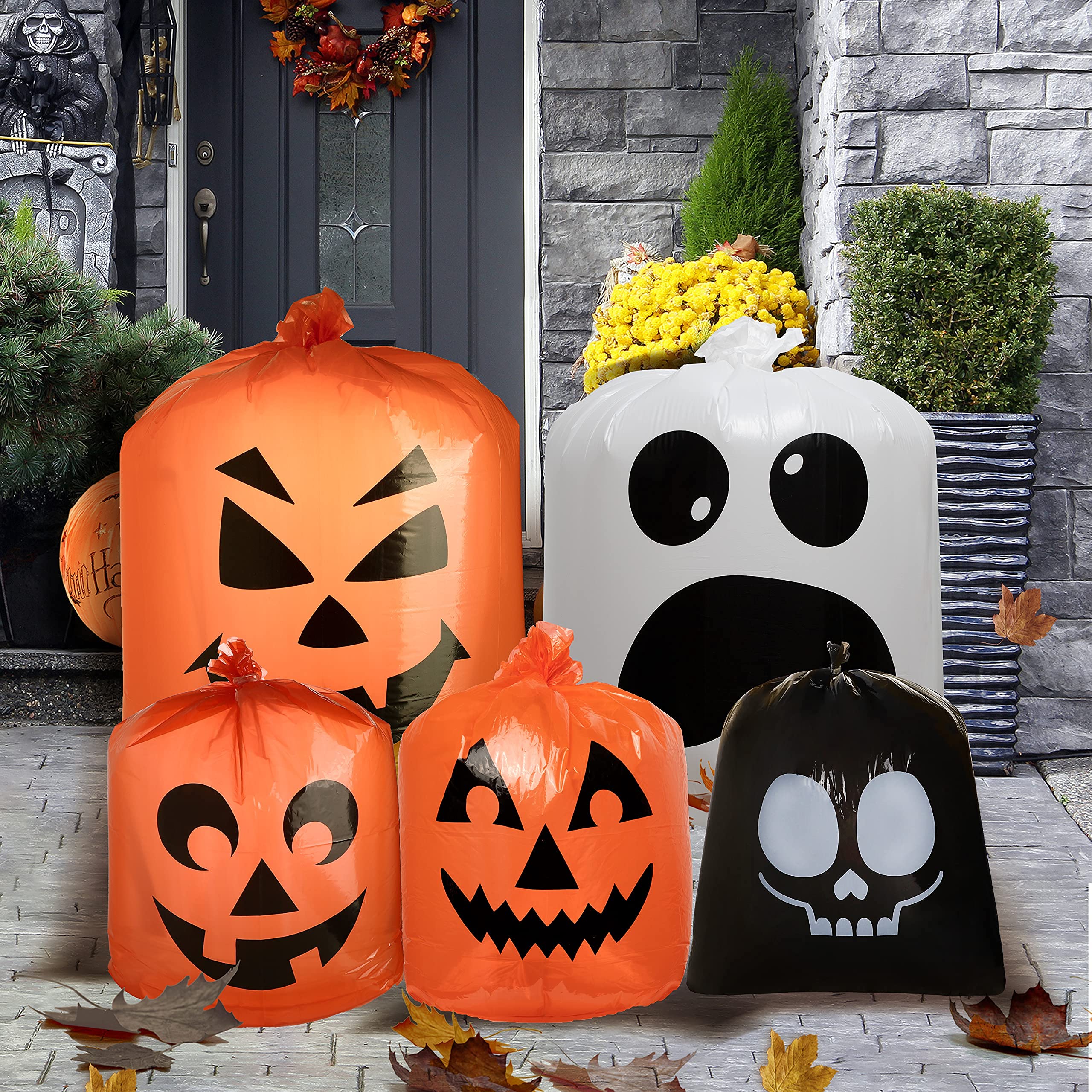 JOYIN Halloween Leaf Bags stacked for easy storage