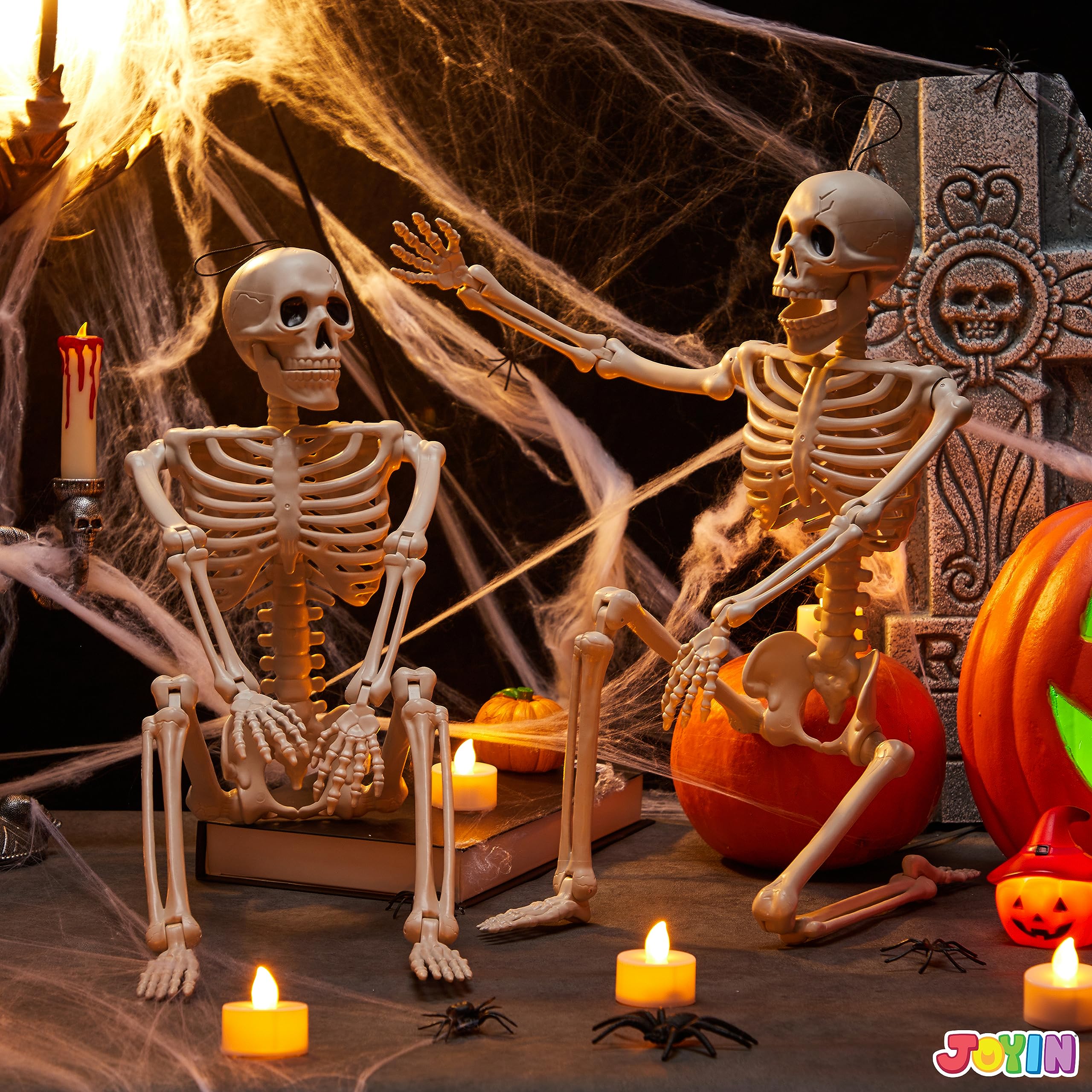 JOYIN Halloween skeleton posed in a graveyard setting