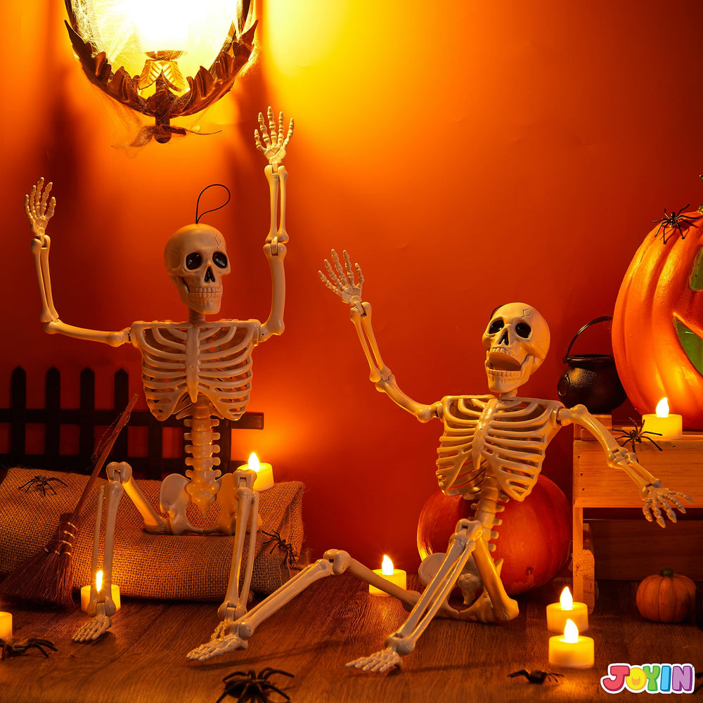 JOYIN Halloween skeletons with movable joints in a spooky pose