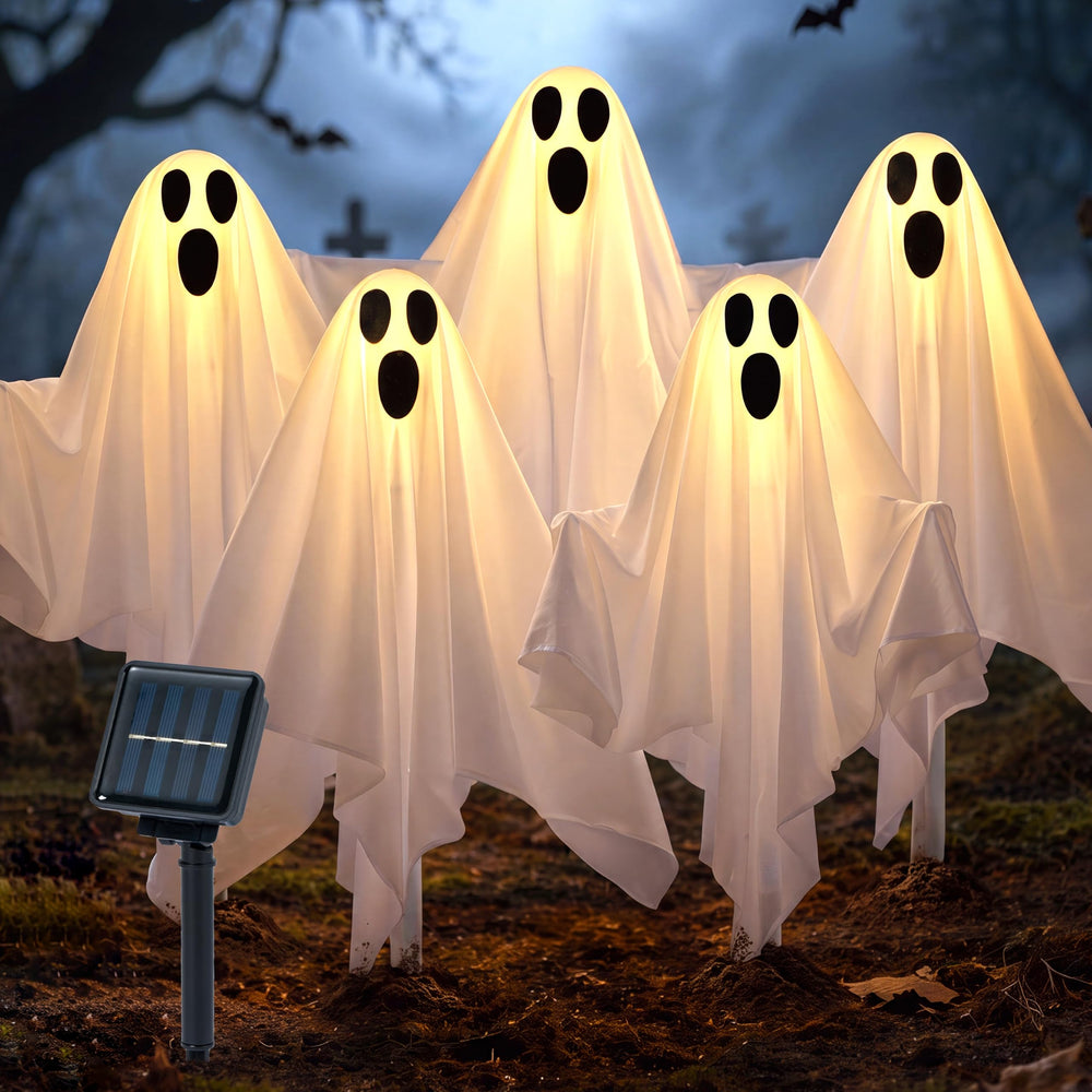 JOYIN Halloween Solar Ghost Light front view with adjustable arms