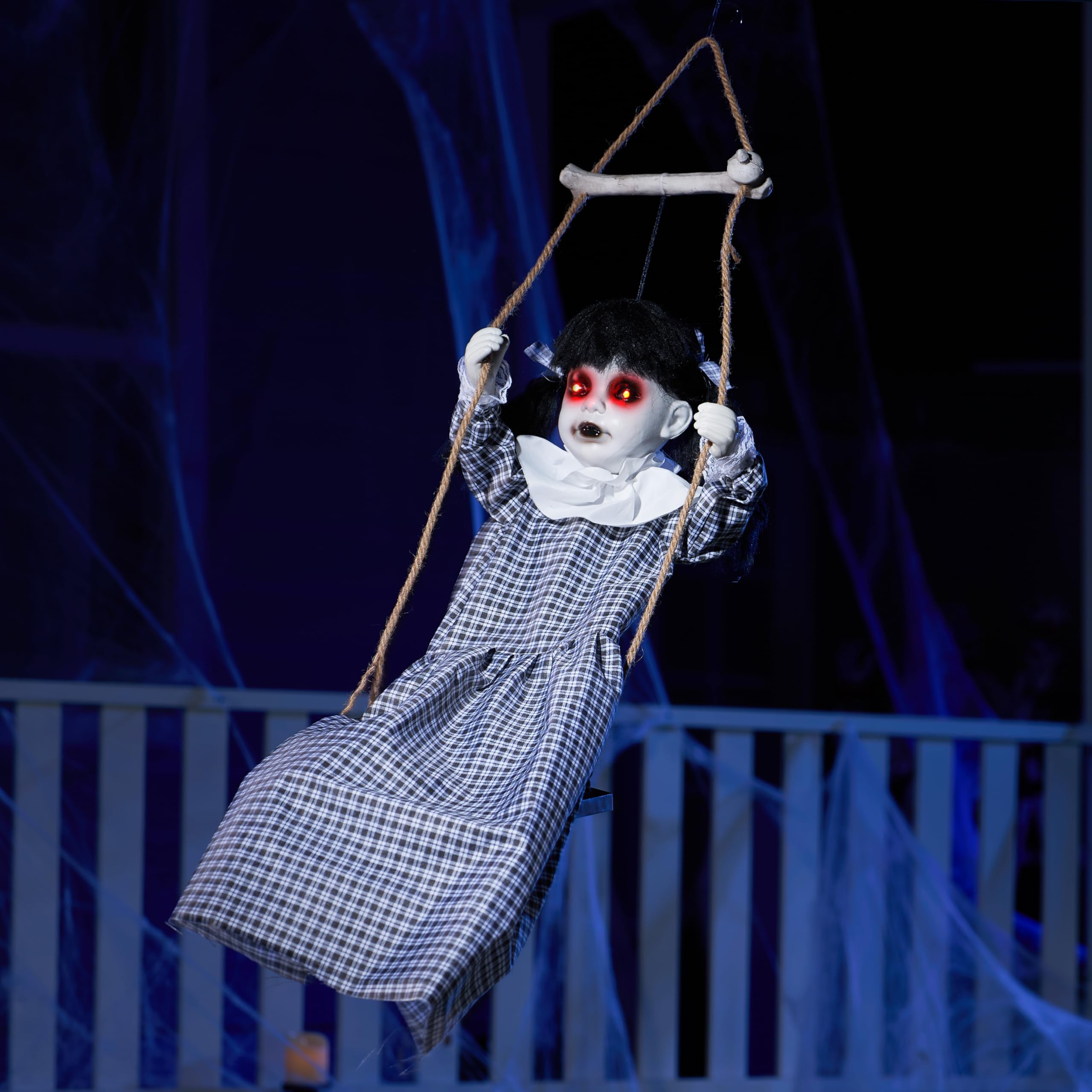 JOYIN Halloween Swing Girl Decoration with sound activation feature