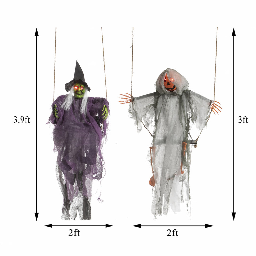 JOYIN Halloween Swinging Witch decoration with glowing eyes