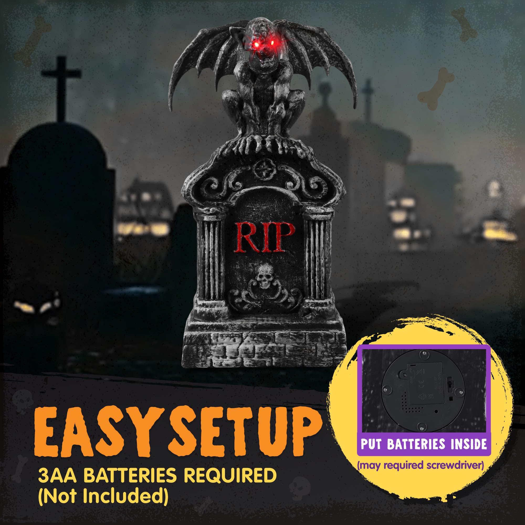 JOYIN Halloween tombstone in outdoor setting at night