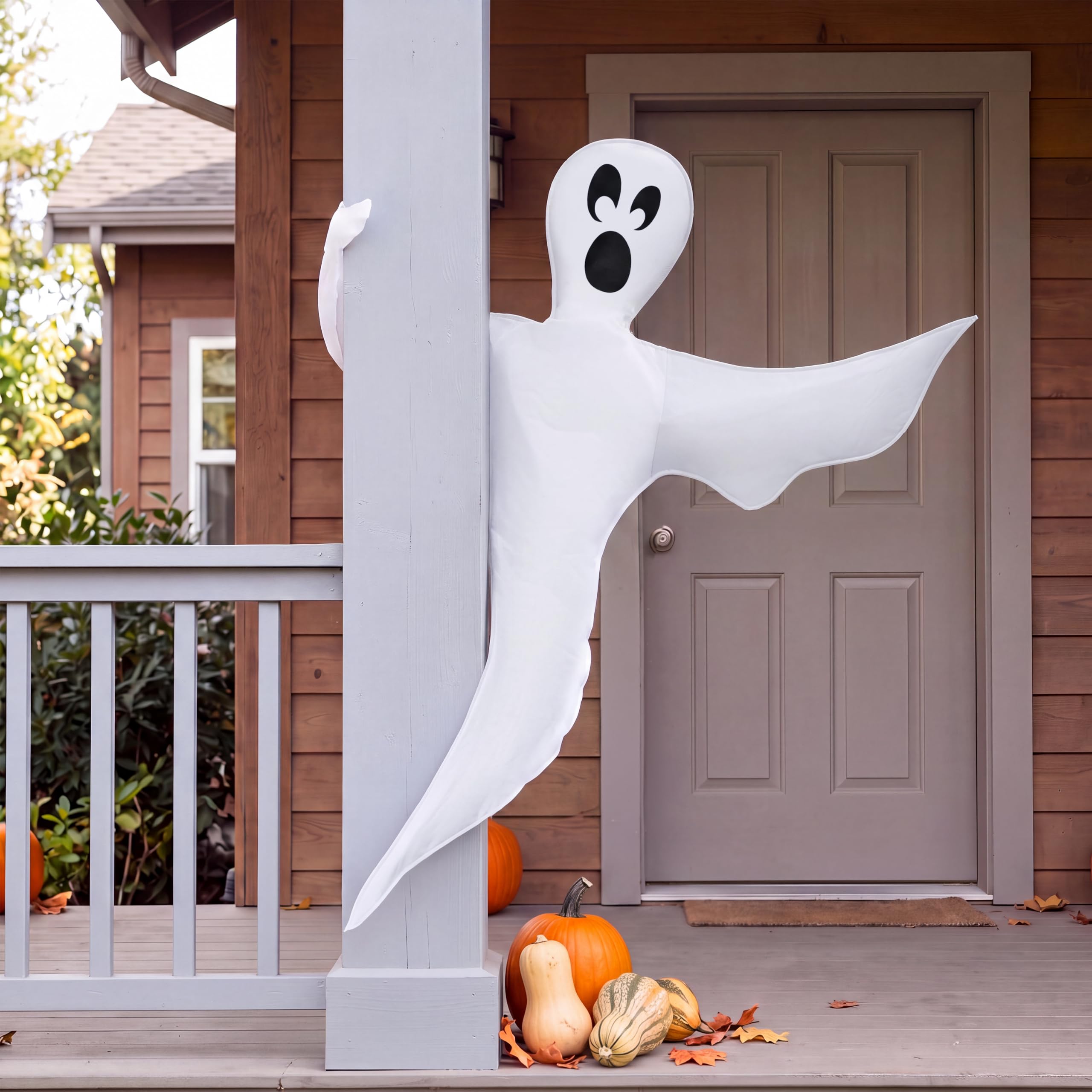 JOYIN Halloween Tree Wrap Ghost Decoration front view with smiling face