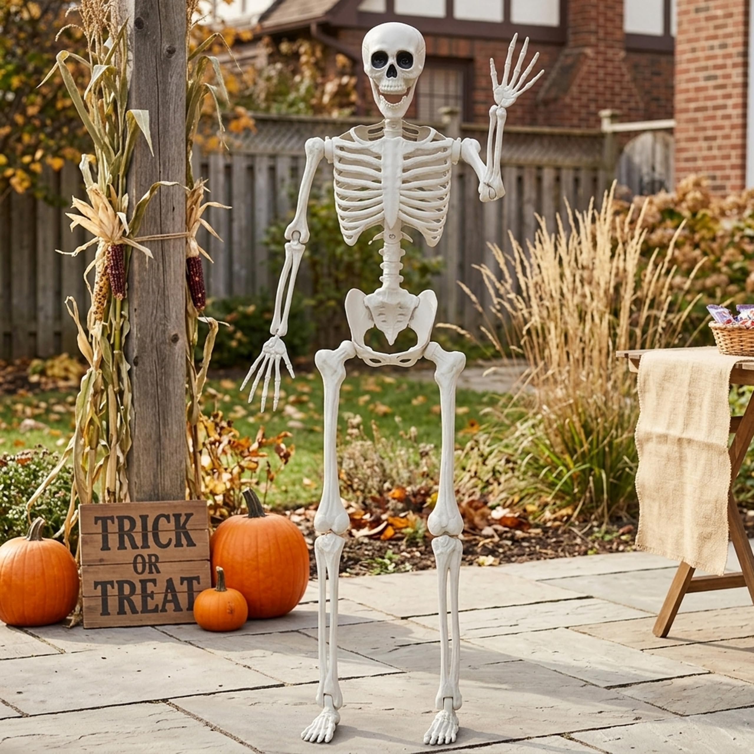 JOYIN Skeleton in a spooky outdoor decoration setup