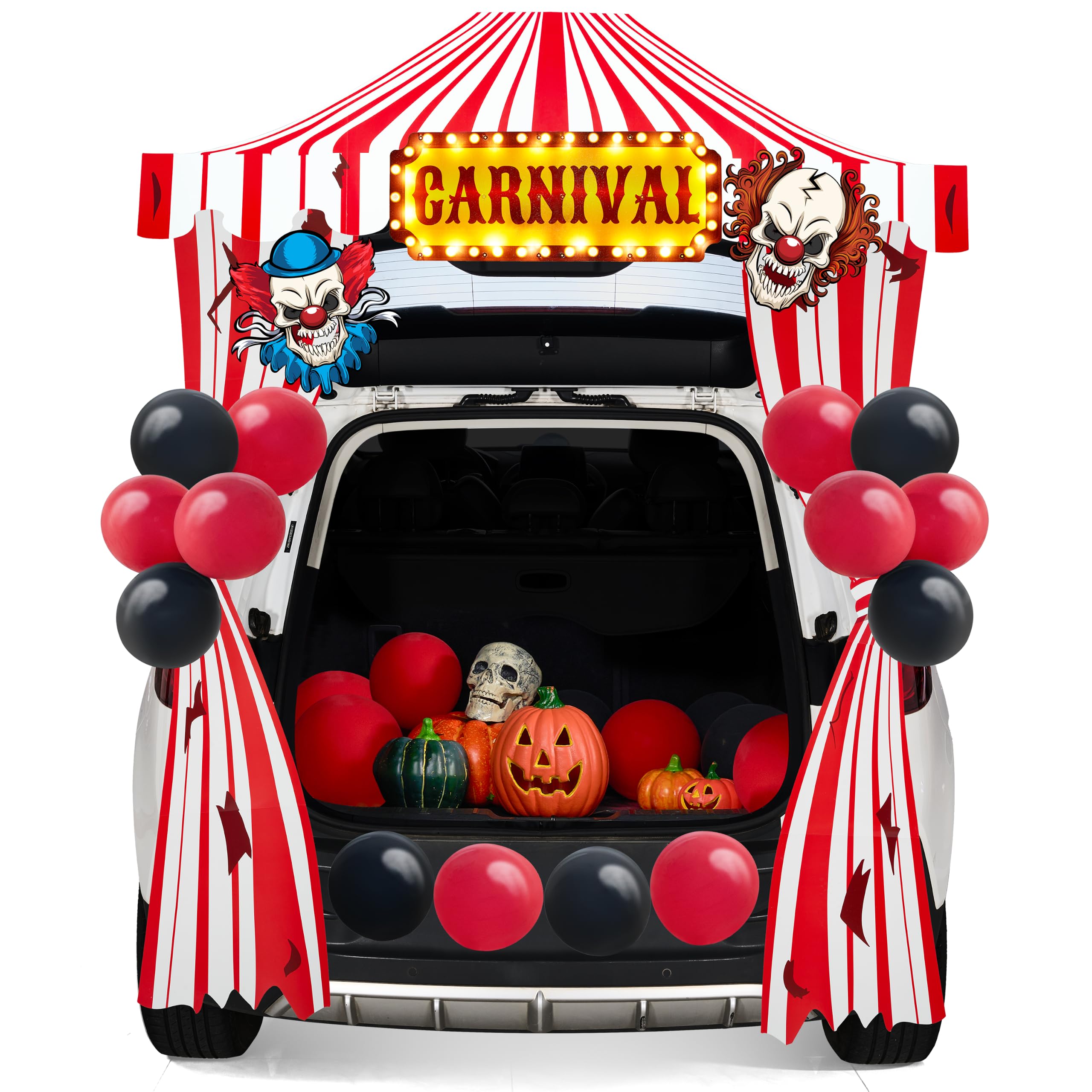 JOYIN Trunk Or Car Decor Kit includes carnival tent and clown backdrop