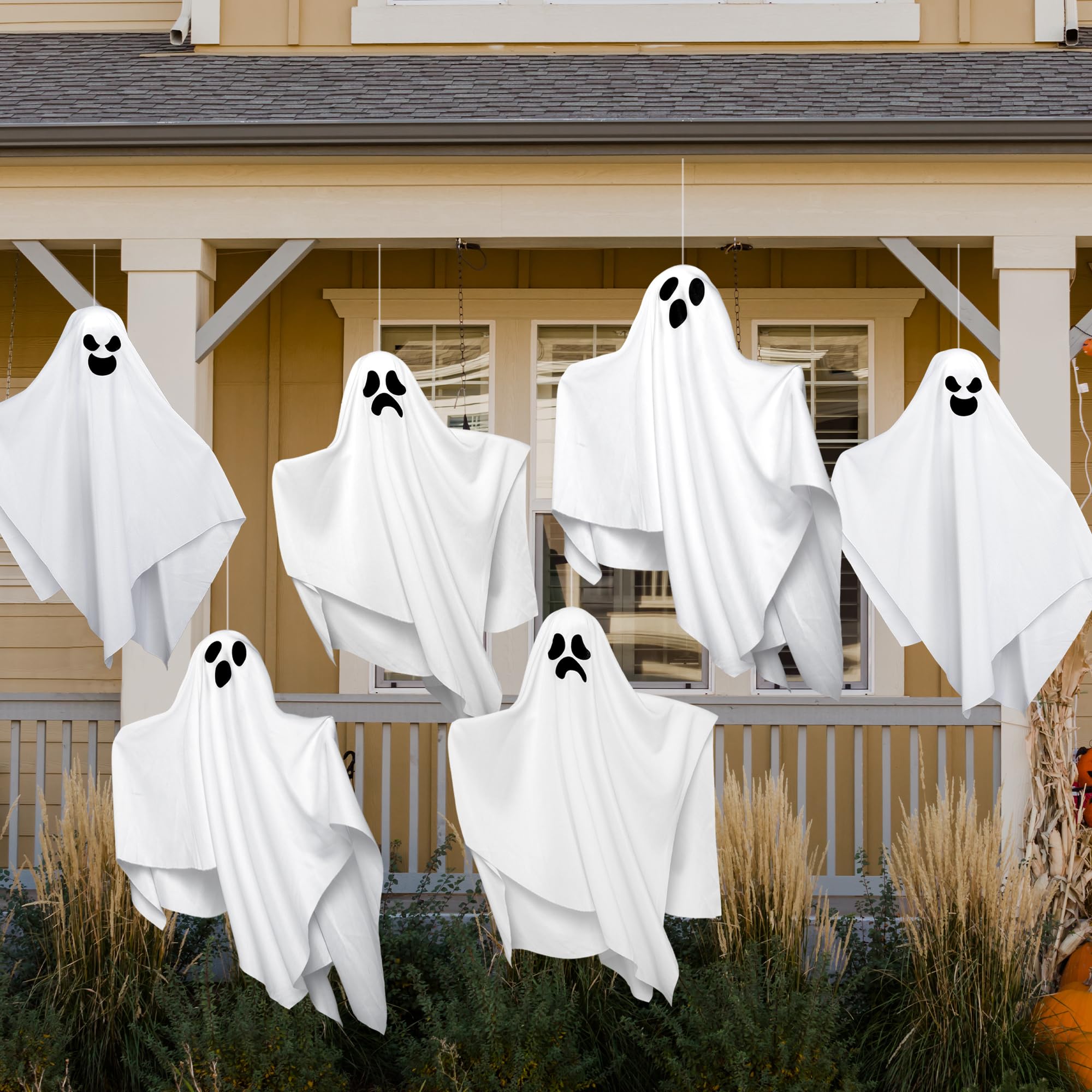 JOYIN white ghost decorations hanging from a tree