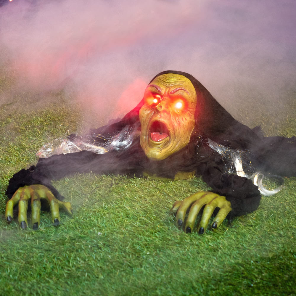 JOYIN Zombie Groundbreaker Halloween decoration front view with glowing eyes