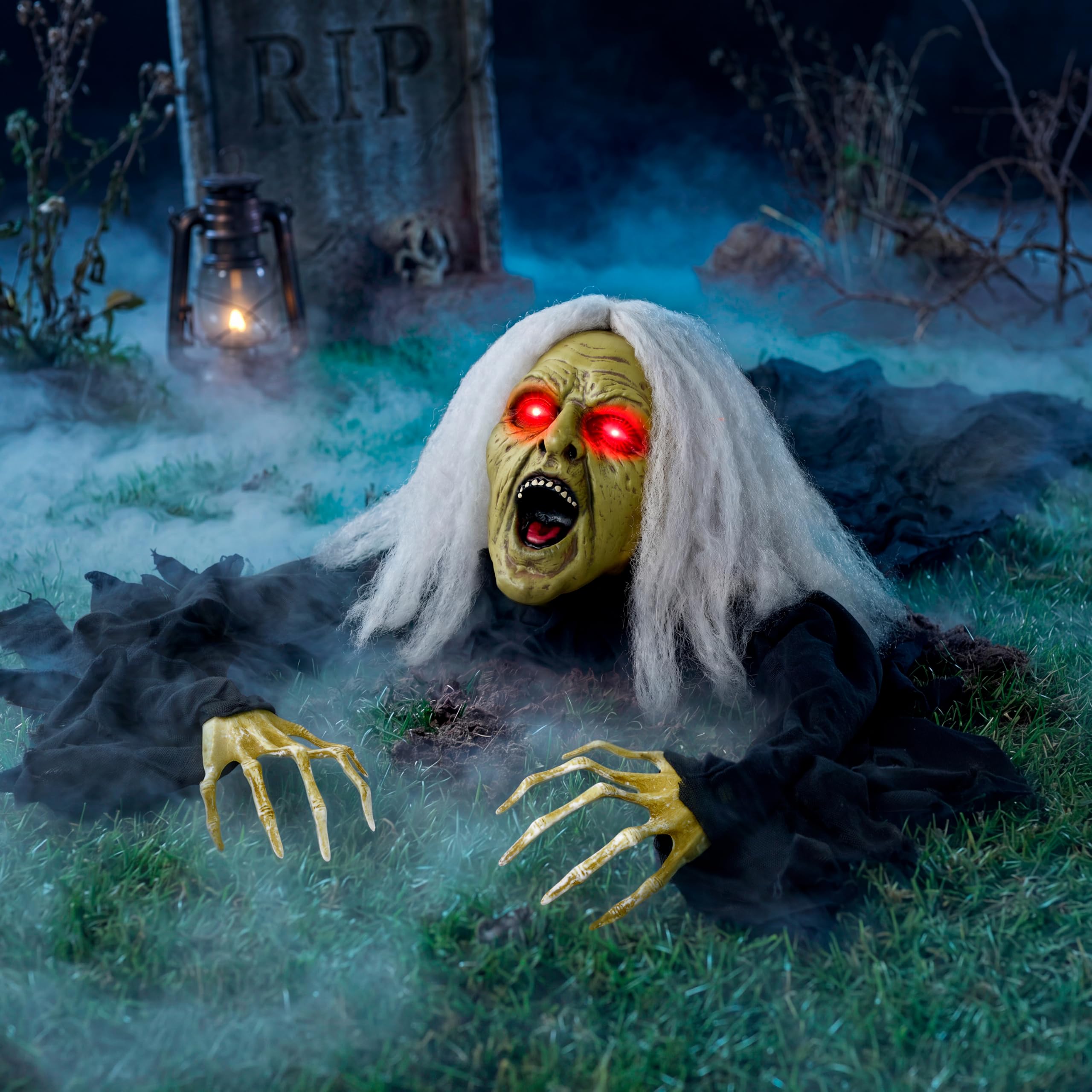 JOYIN Zombie Halloween Decoration Groundbreaker with glowing eyes