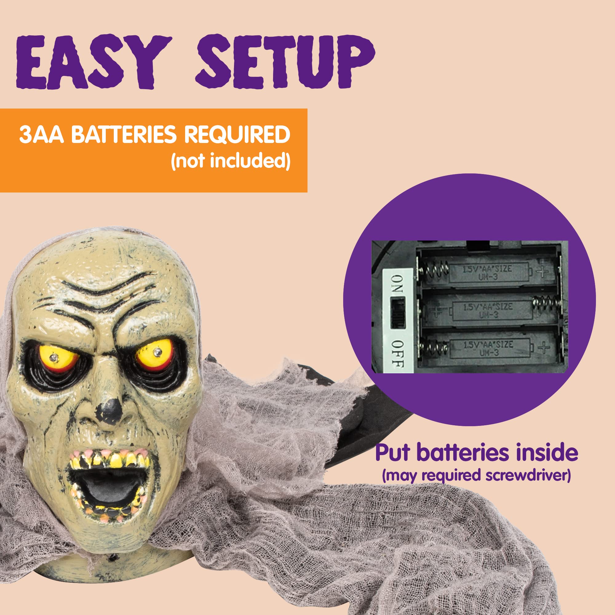 JOYIN Zombie Halloween Decoration with spooky sound effects