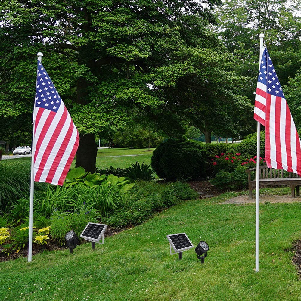 Joylight Solar Flag Pole Light installed on a flagpole