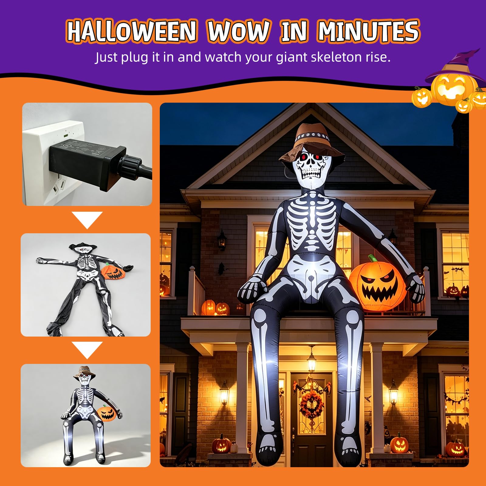 JoyParcel inflatable skeleton at a Halloween party