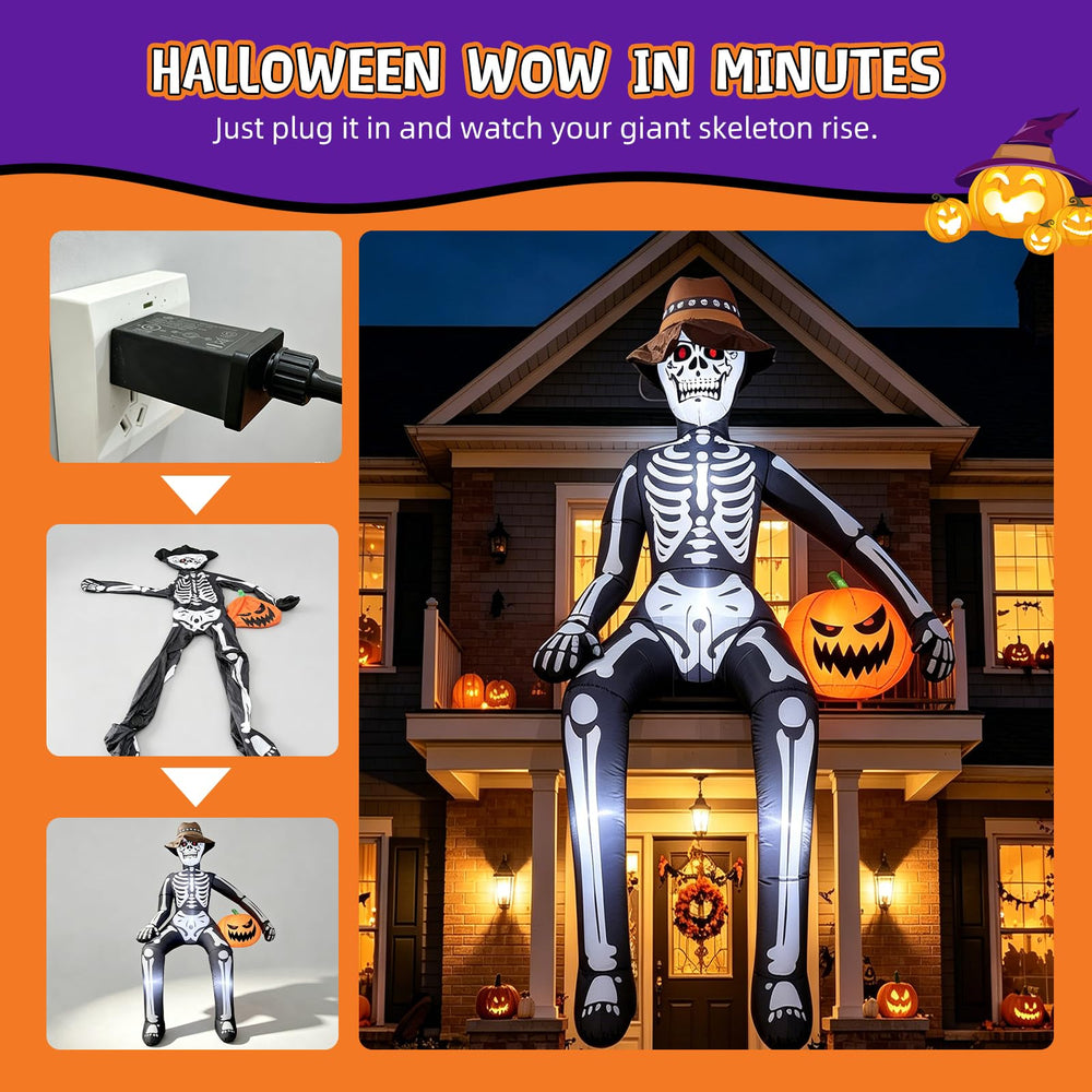 JoyParcel inflatable skeleton at a Halloween party
