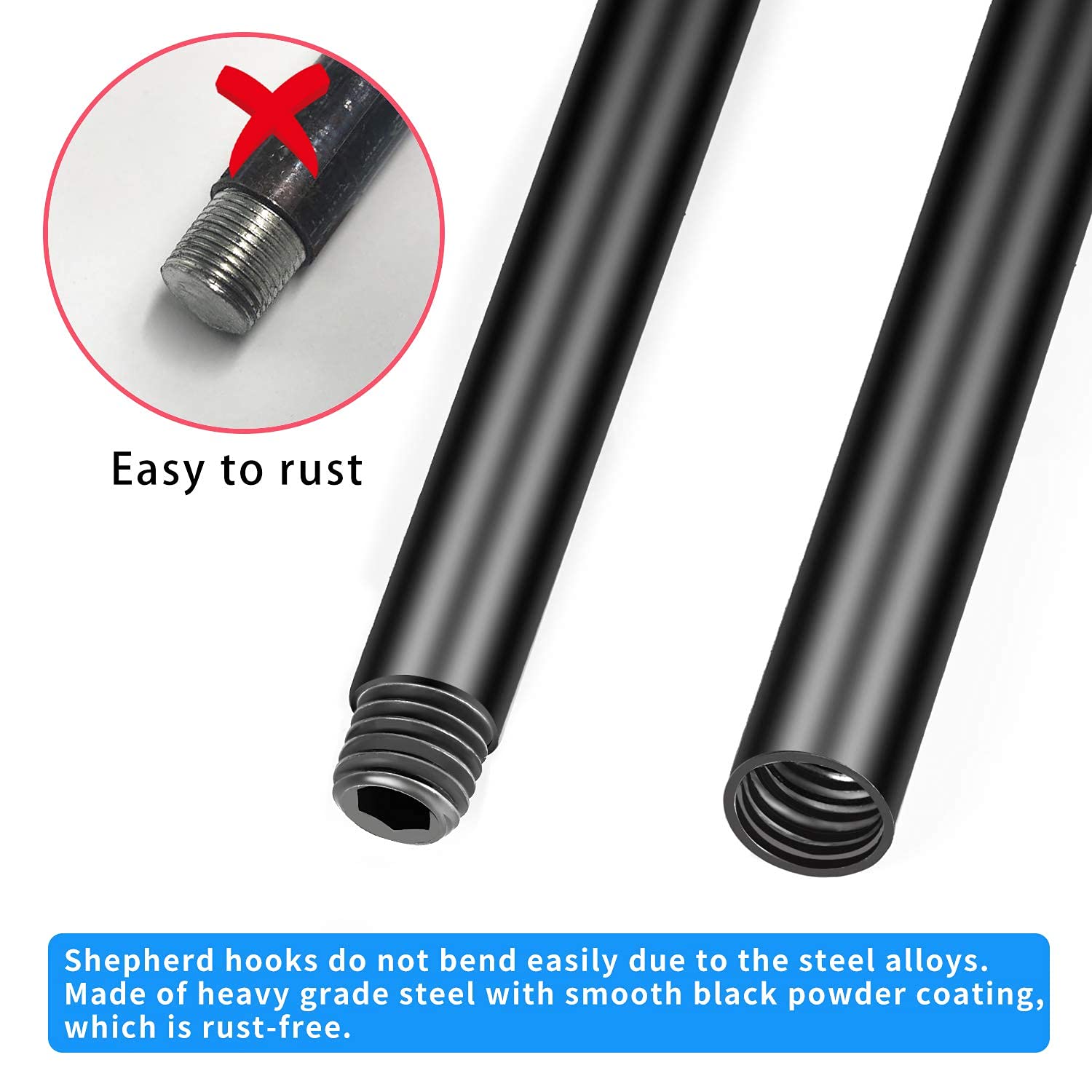JOYSEUS Shepherd Hooks 2 Pack with ground stakes