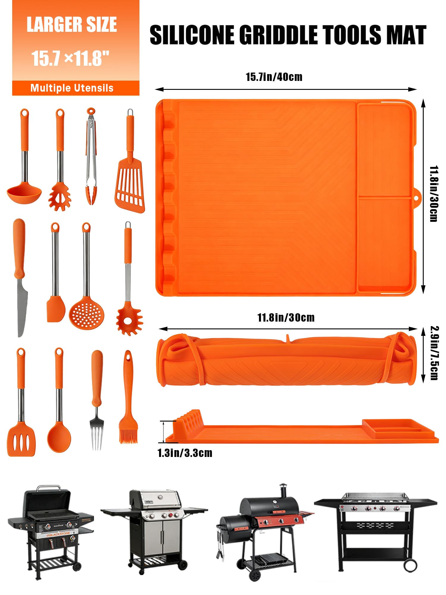 JoySil Grill Mat placed on a Blackstone griddle