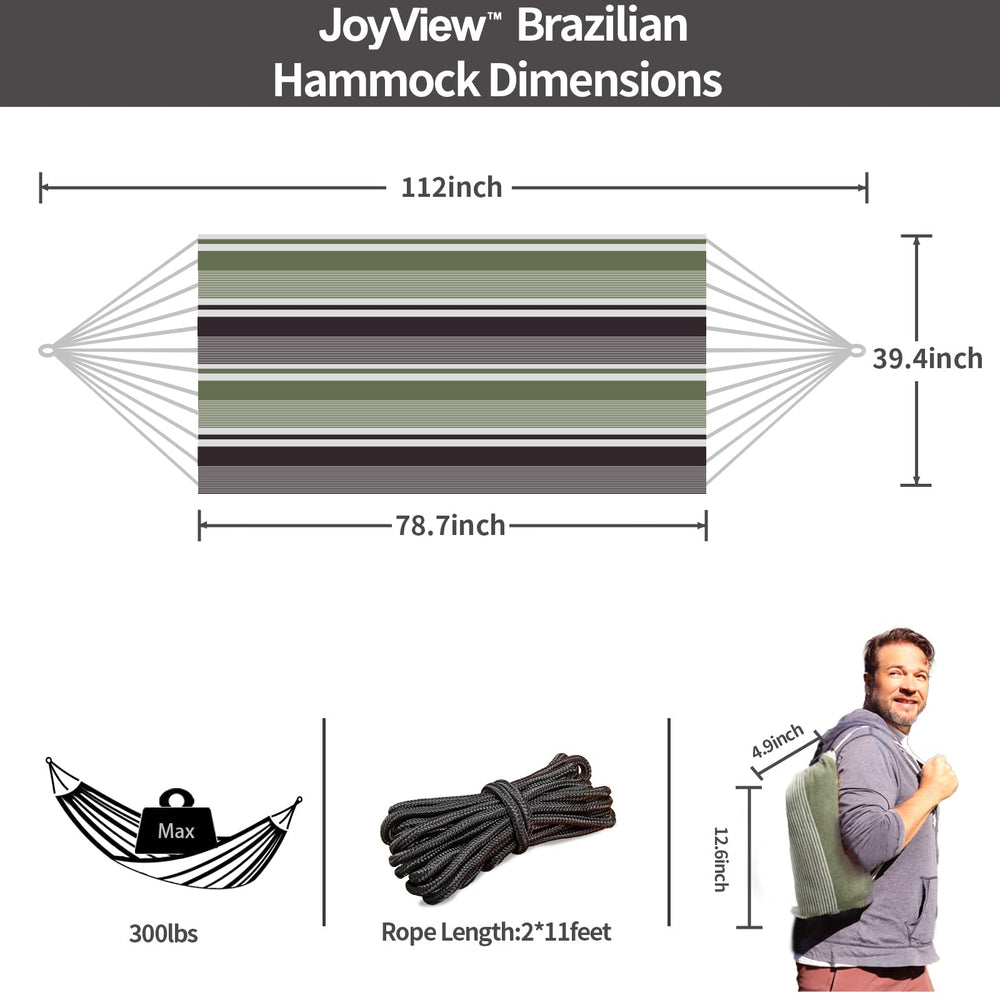 JoyView Brazilian Hammock hanging in a garden