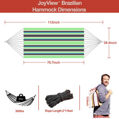 JoyView Brazilian Hammock side view with hanging ropes