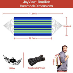 JoyView Brazilian Hammock side view with hanging ropes