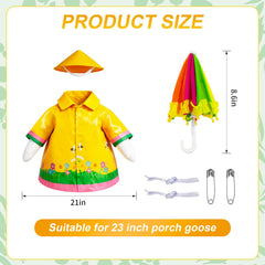 Joyxzacp porch goose dressed in yellow raincoat and umbrella outdoors