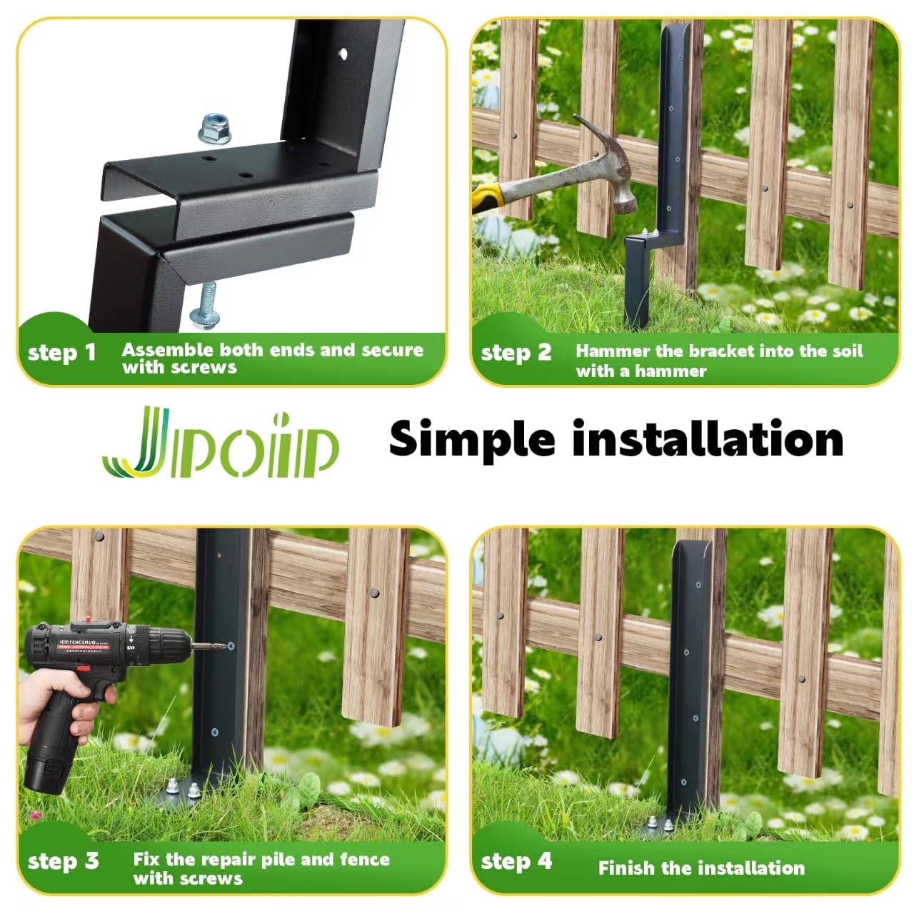 JPOIP fence repair stake installed in soil