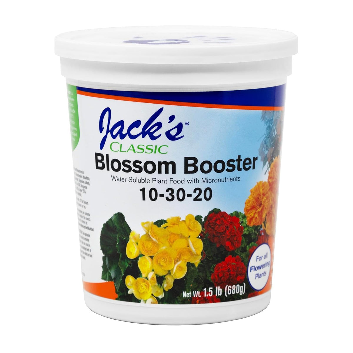 JR Peters Jack's Classic 10-30-20 Blossom support Fertilizer front view