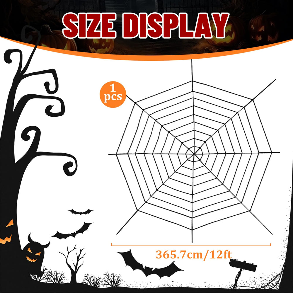 Jremreo Halloween spider web stretched out in a yard