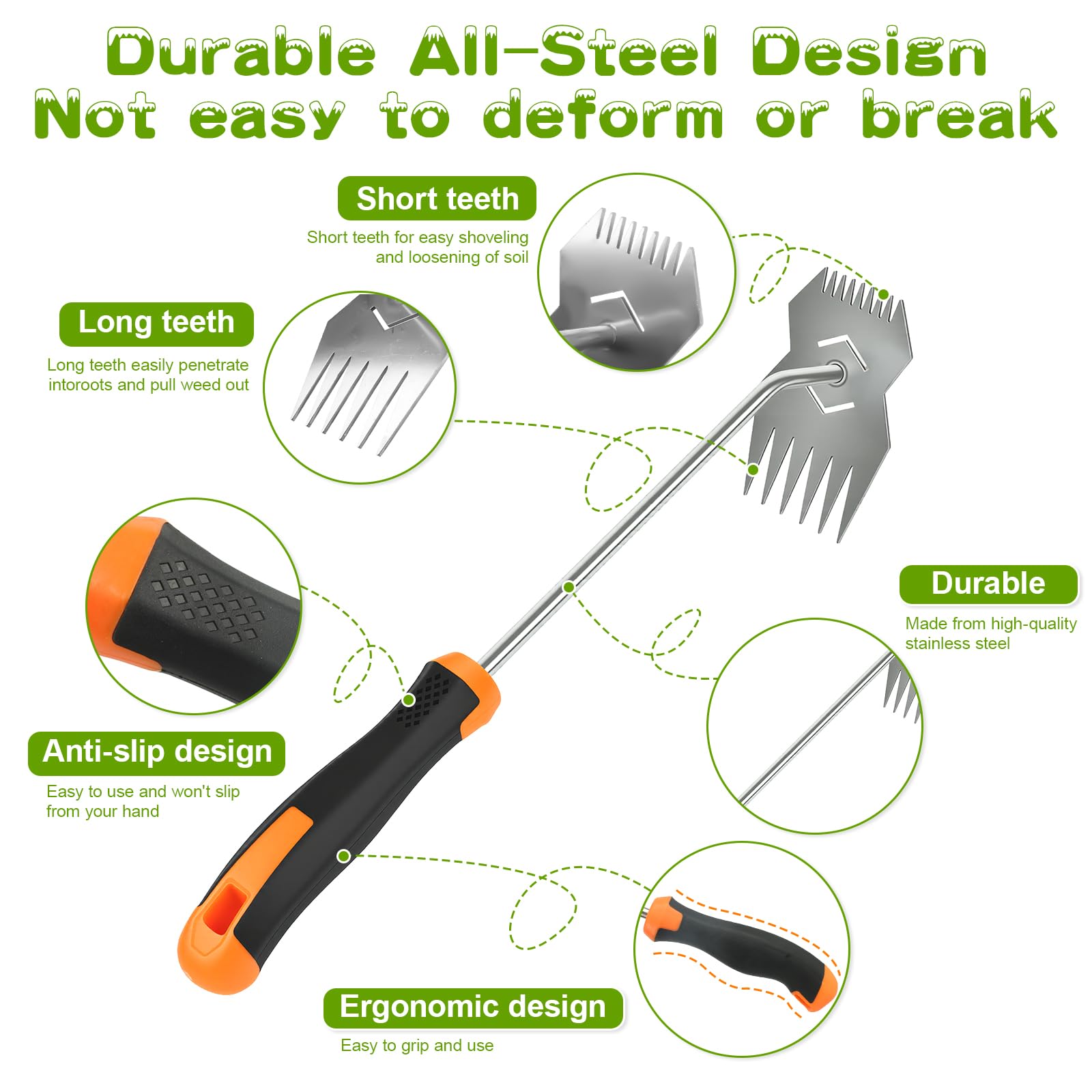 JRKJQBV Weed Puller Tool in use in a garden setting