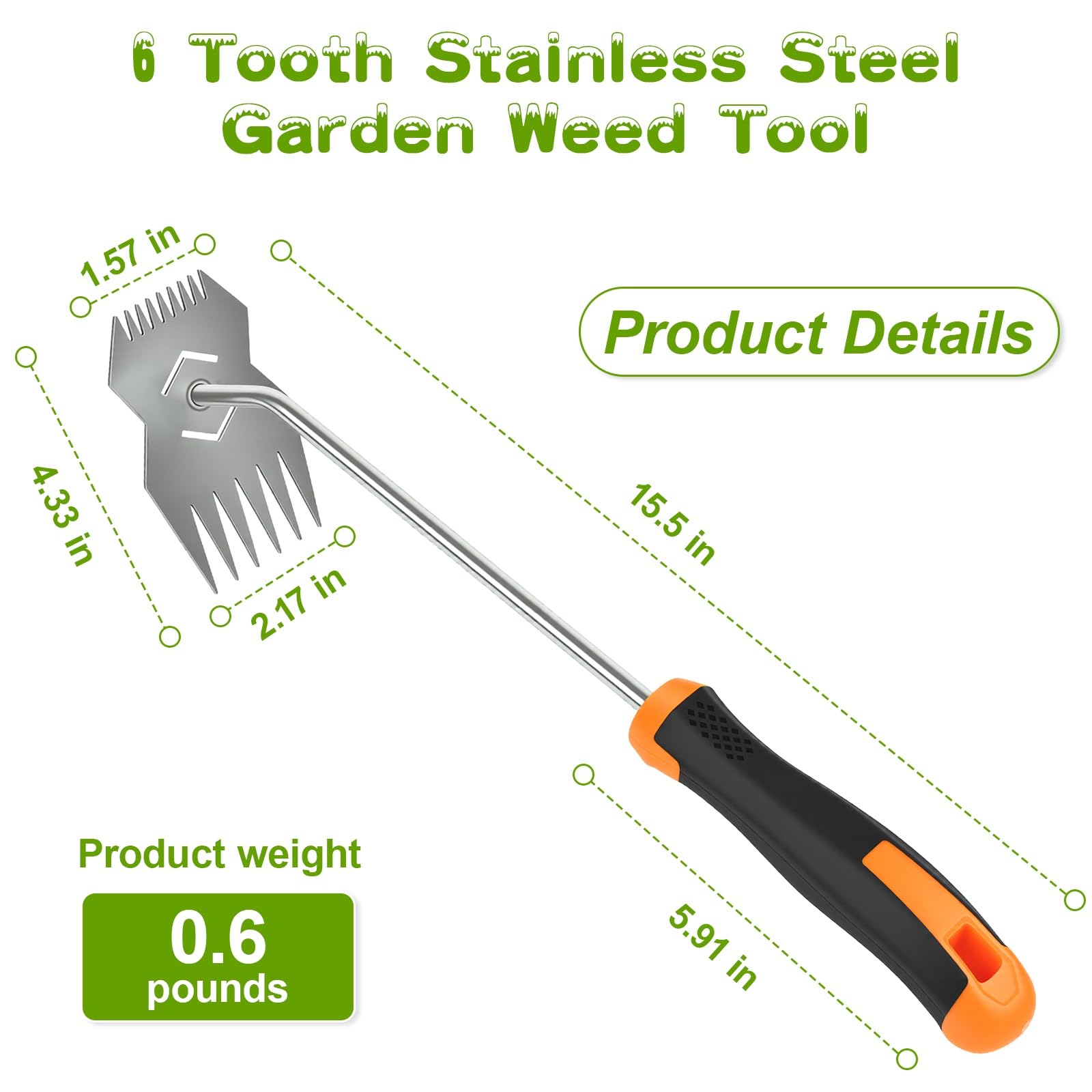 JRKJQBV Weed Puller Tool showing rubber handle and weeding tip