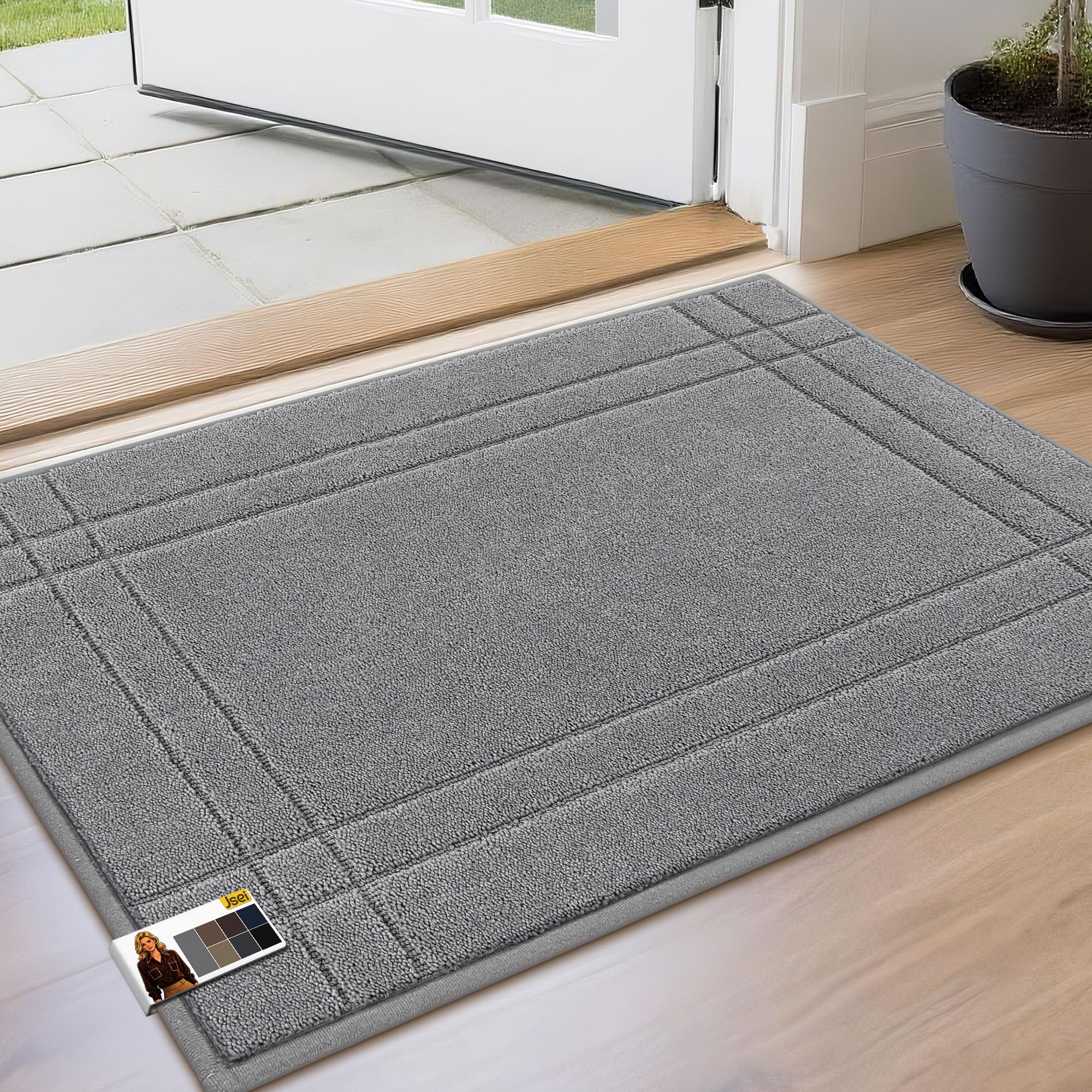 JSEI 20x32 light grey door mat front view