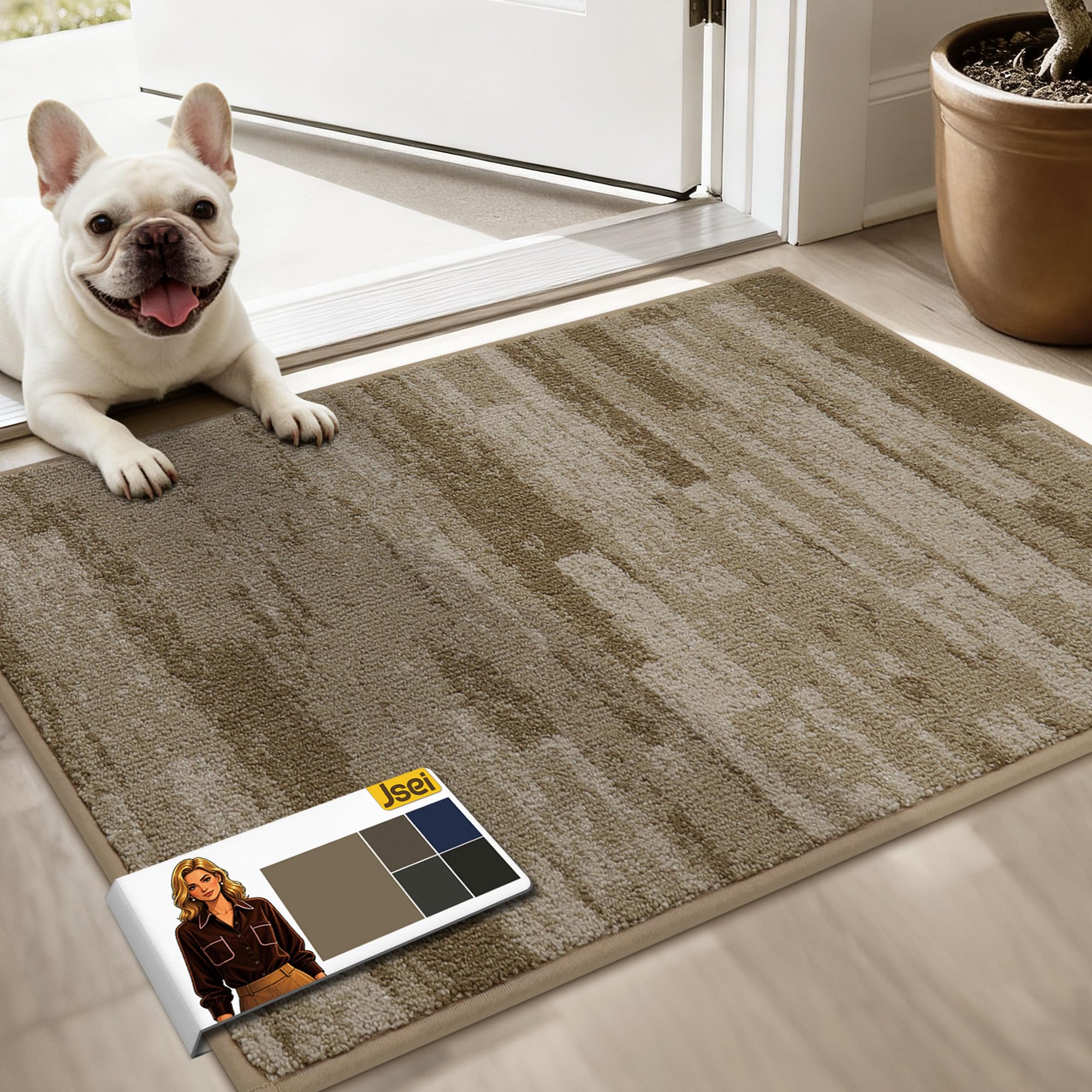 JSEI Dirt Trapper Door Mat beige front view