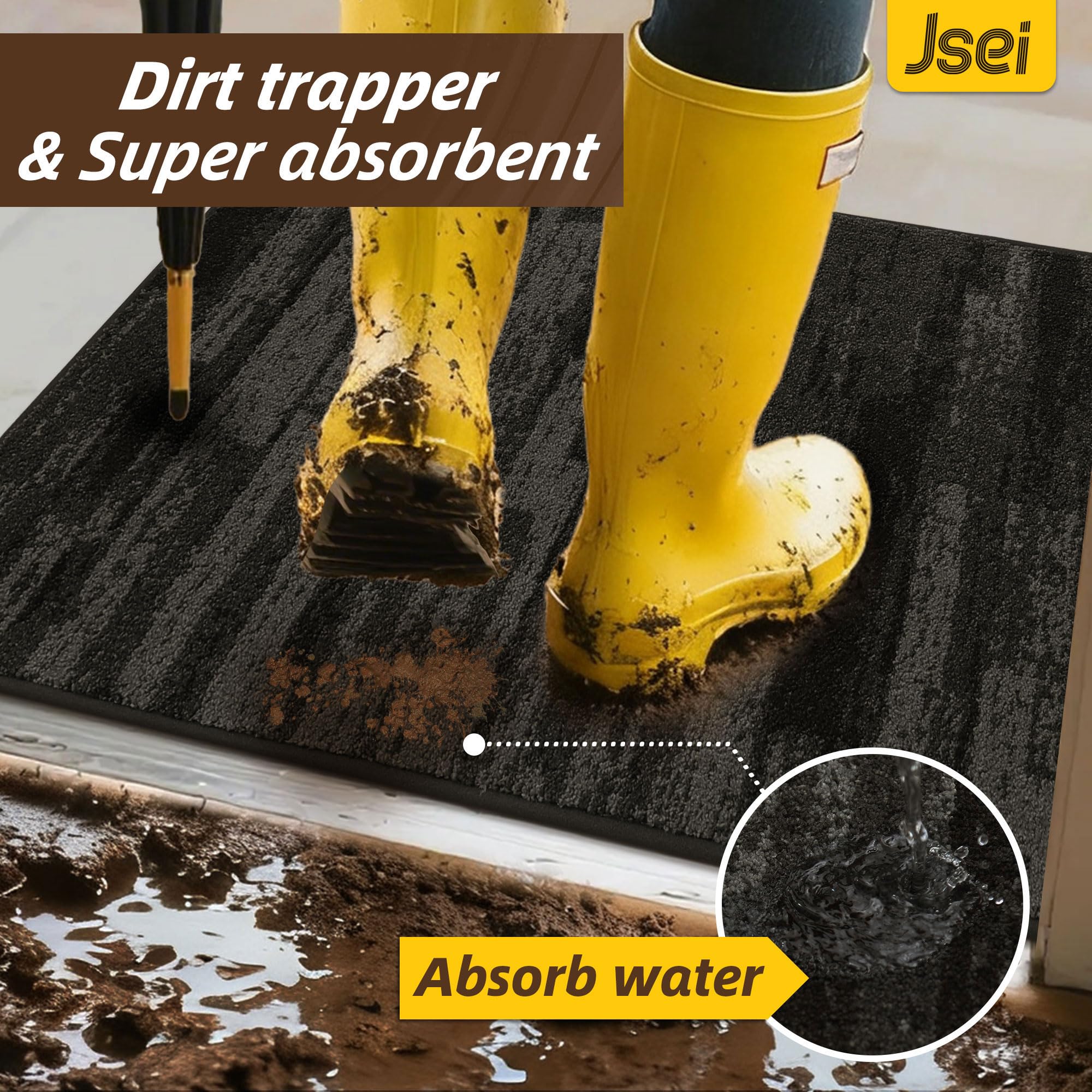 JSEI Dirt Trapper Door Mat showing non-slip backing