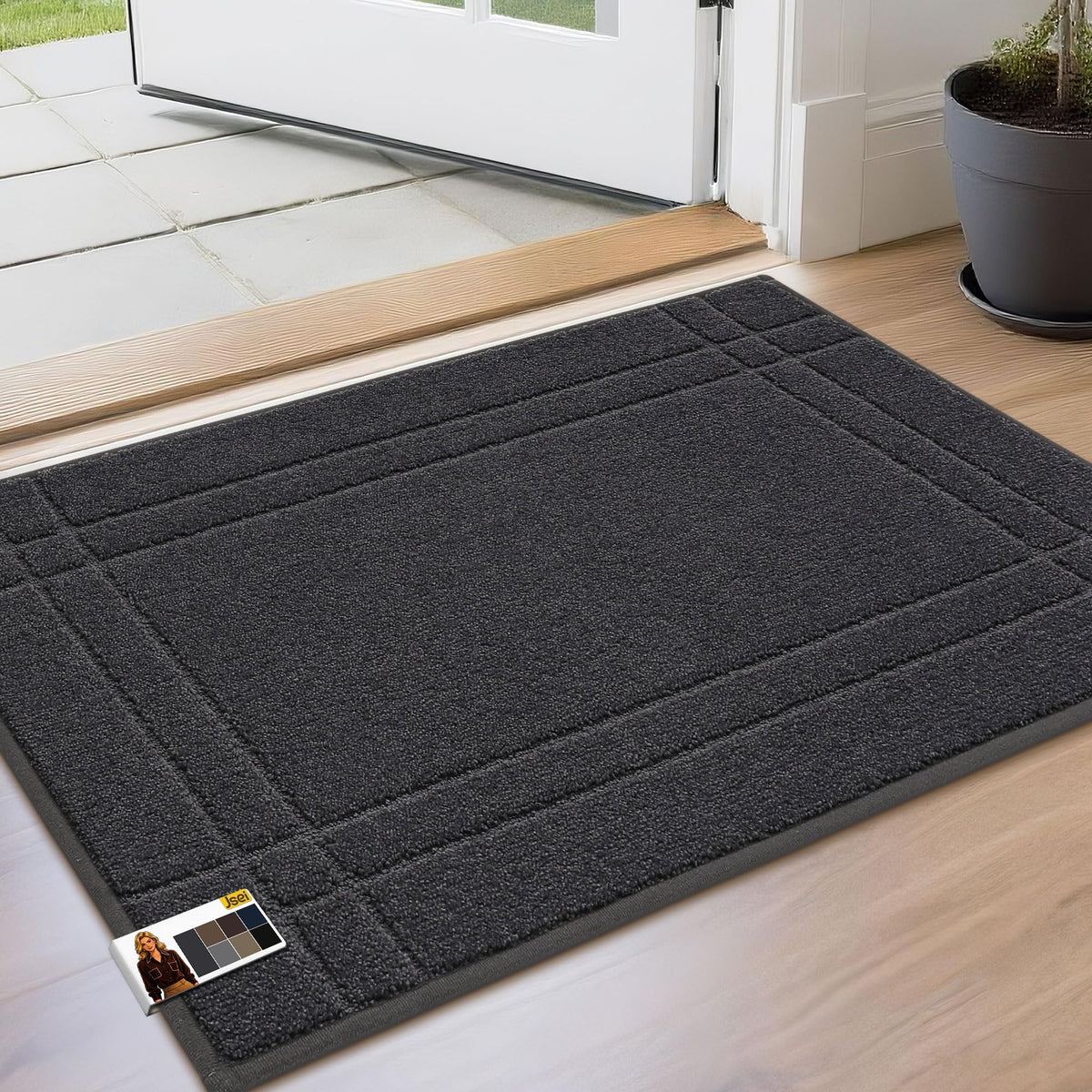 JSEI Door Mat 20"x32" front view in dark grey