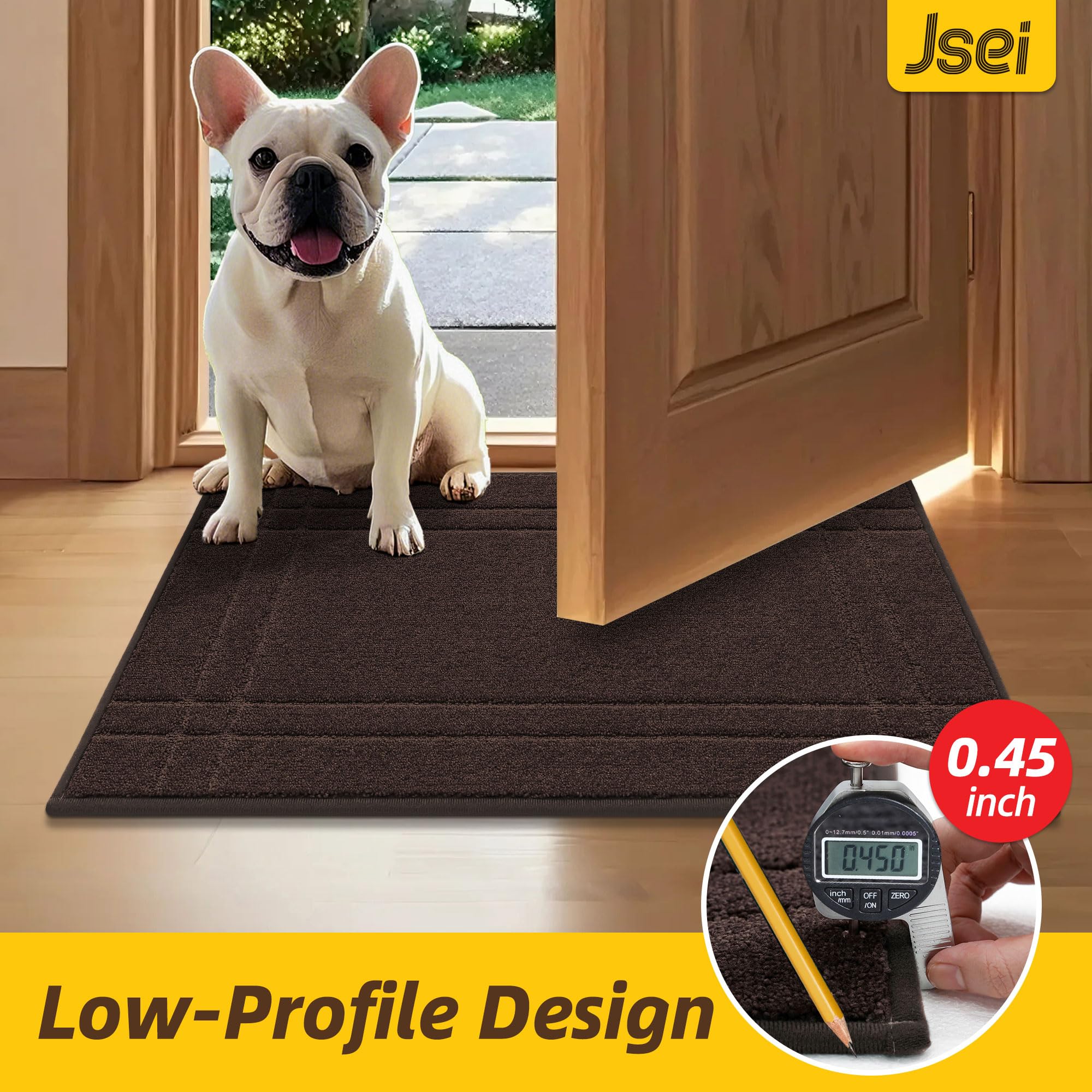 JSEI Door Mat 20x32 brown rolled up for cleaning