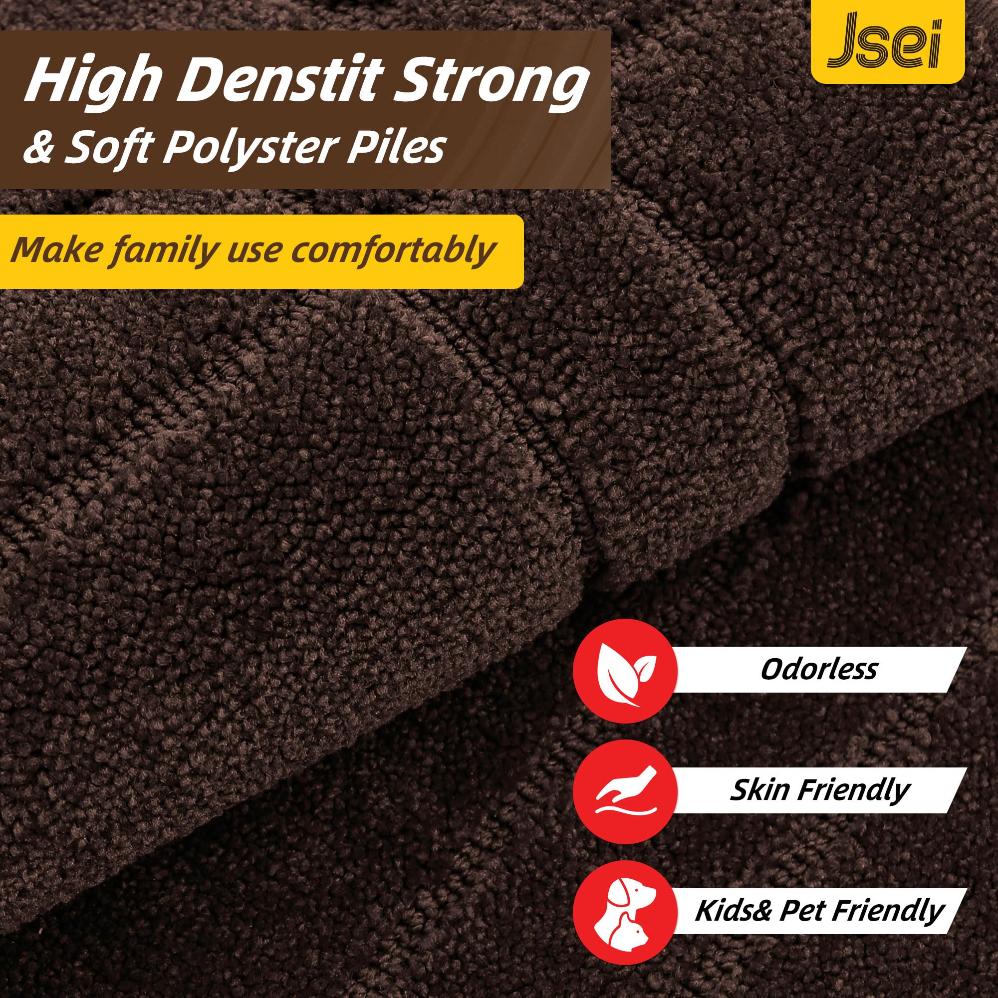 JSEI Door Mat 20x32 brown showing non-slip backing