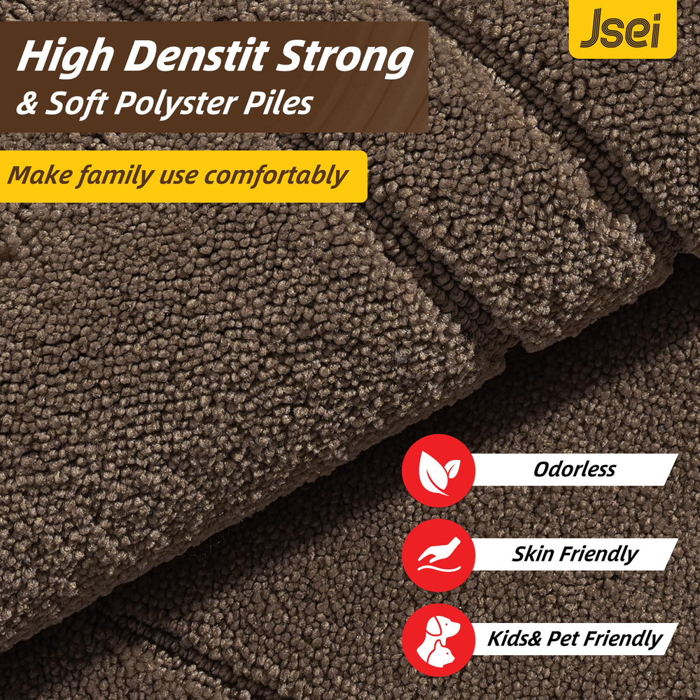 JSEI Door Mat 32x48 Light Brown in entryway setting