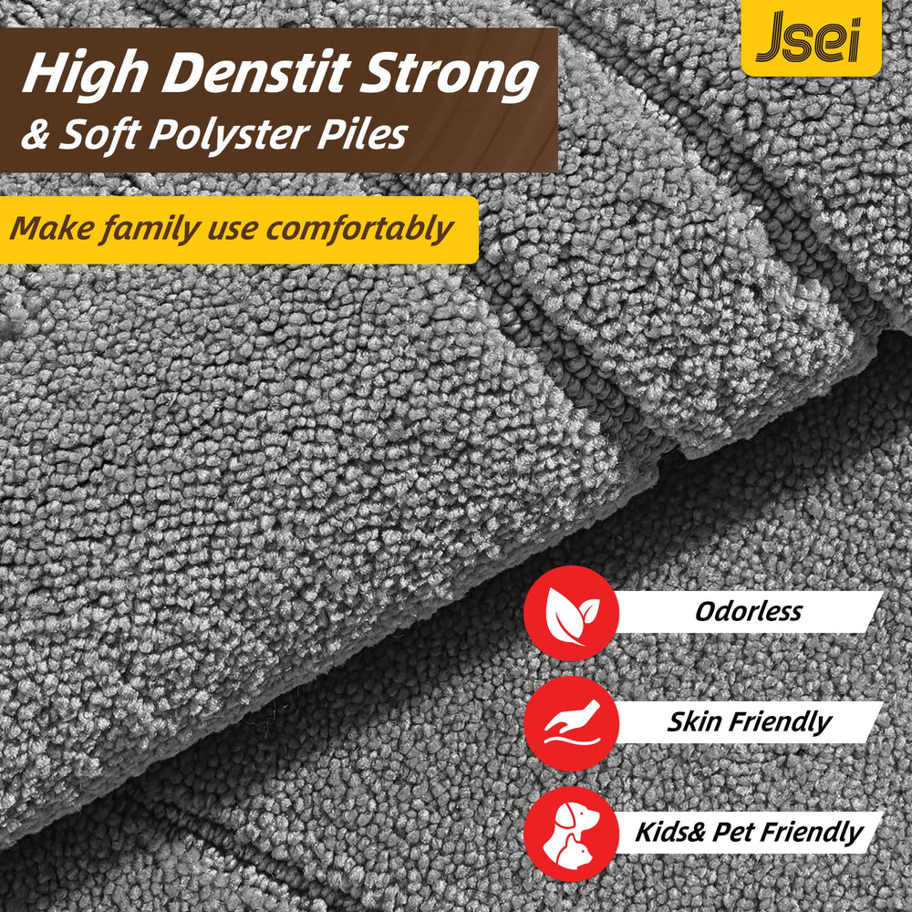 JSEI Door Mat 32x48 light grey with shoes on it