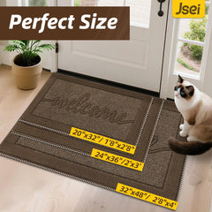 JSEI Welcome Door Mat 32" x 48" brown side view