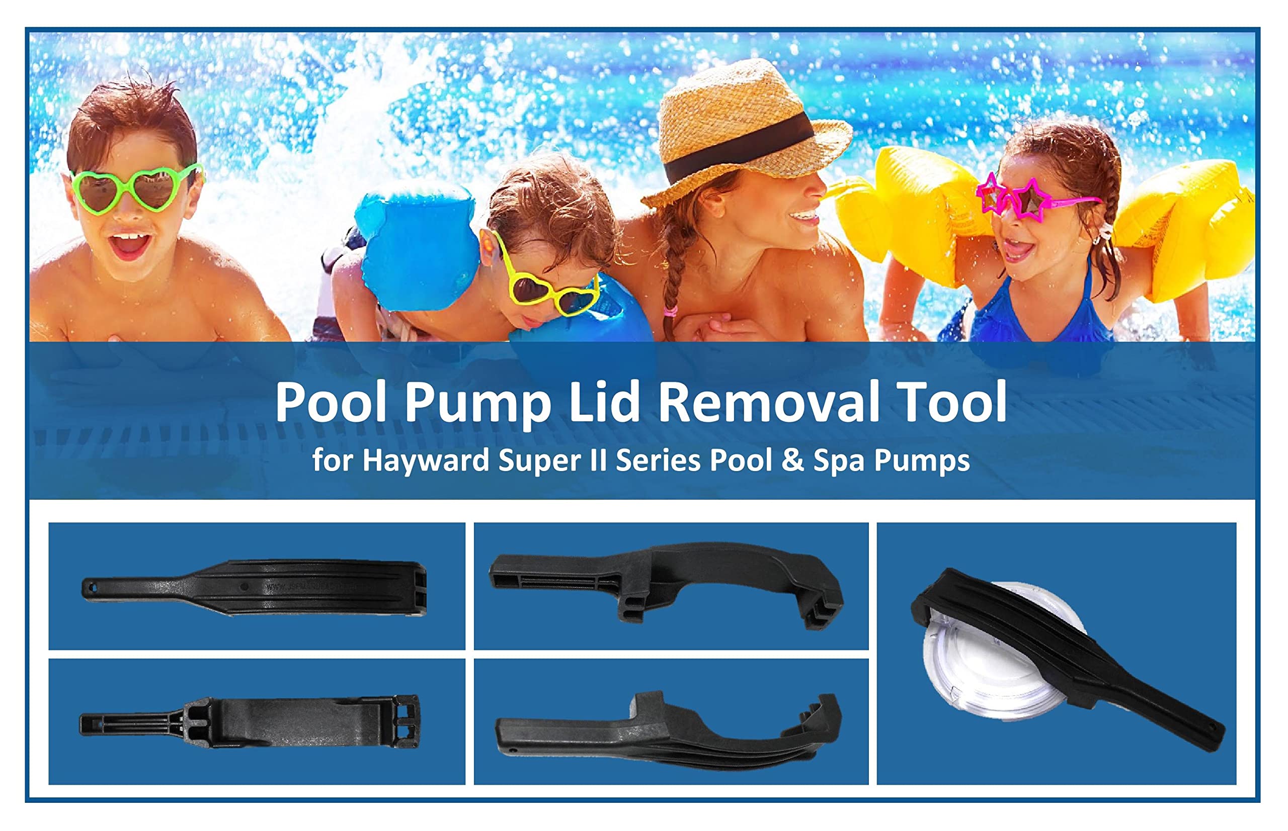 JSP Manufacturing Pool Pump Lid Removal Tool dimensions displayed