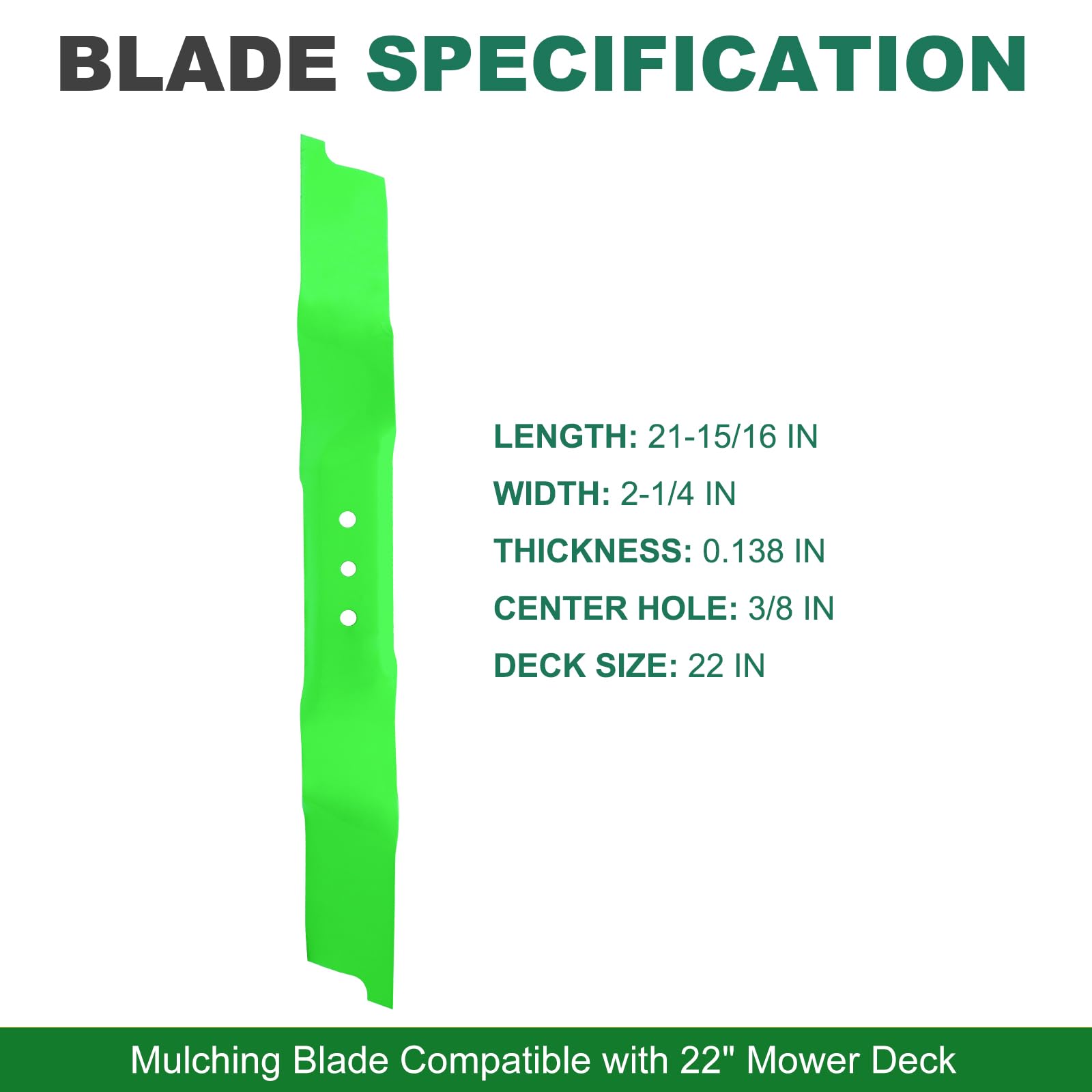 JSXDNWYJ Mulching Blade side view with specifications