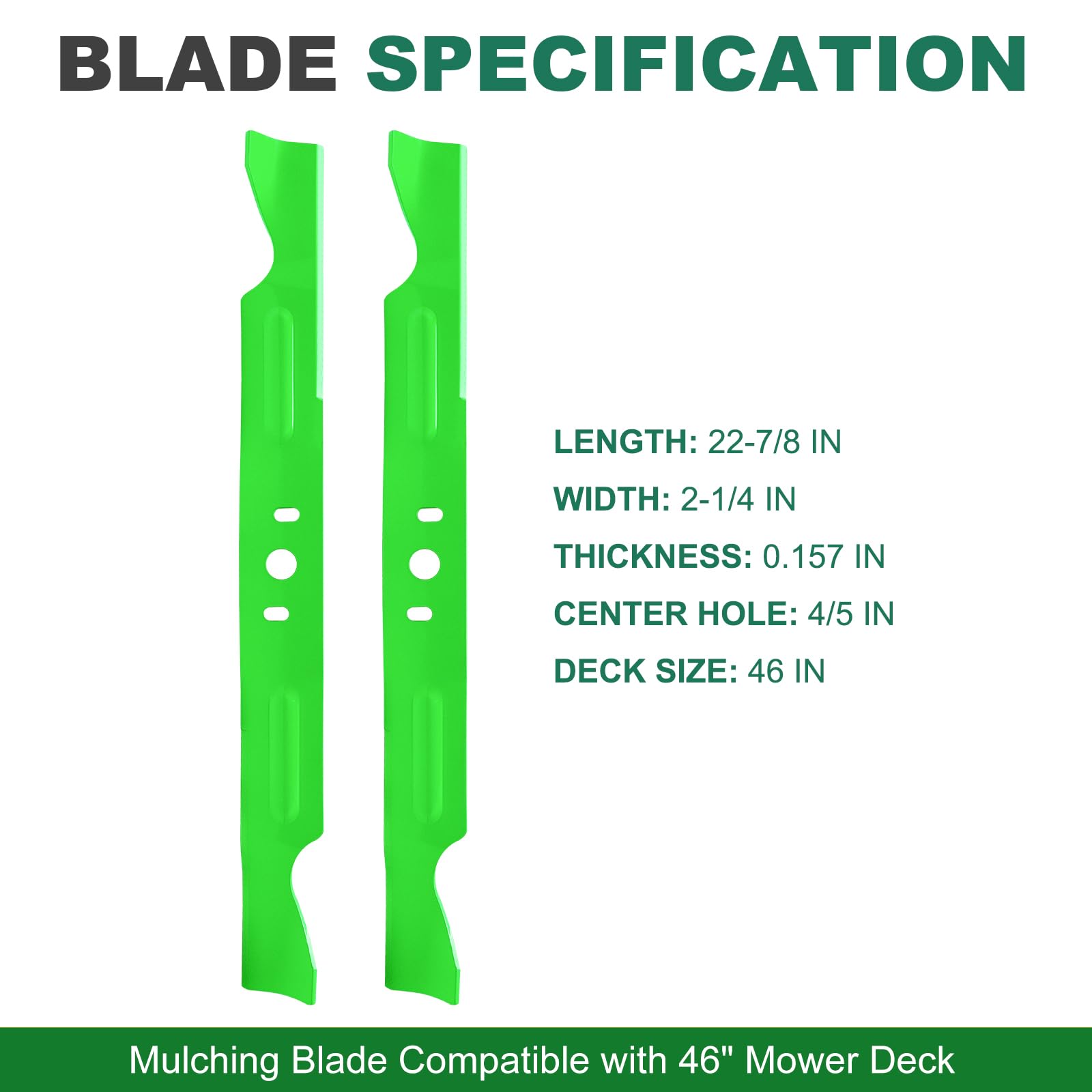 JSXDNWYJ Mulching Blades for Husqvarna 46 Inch Deck, side view