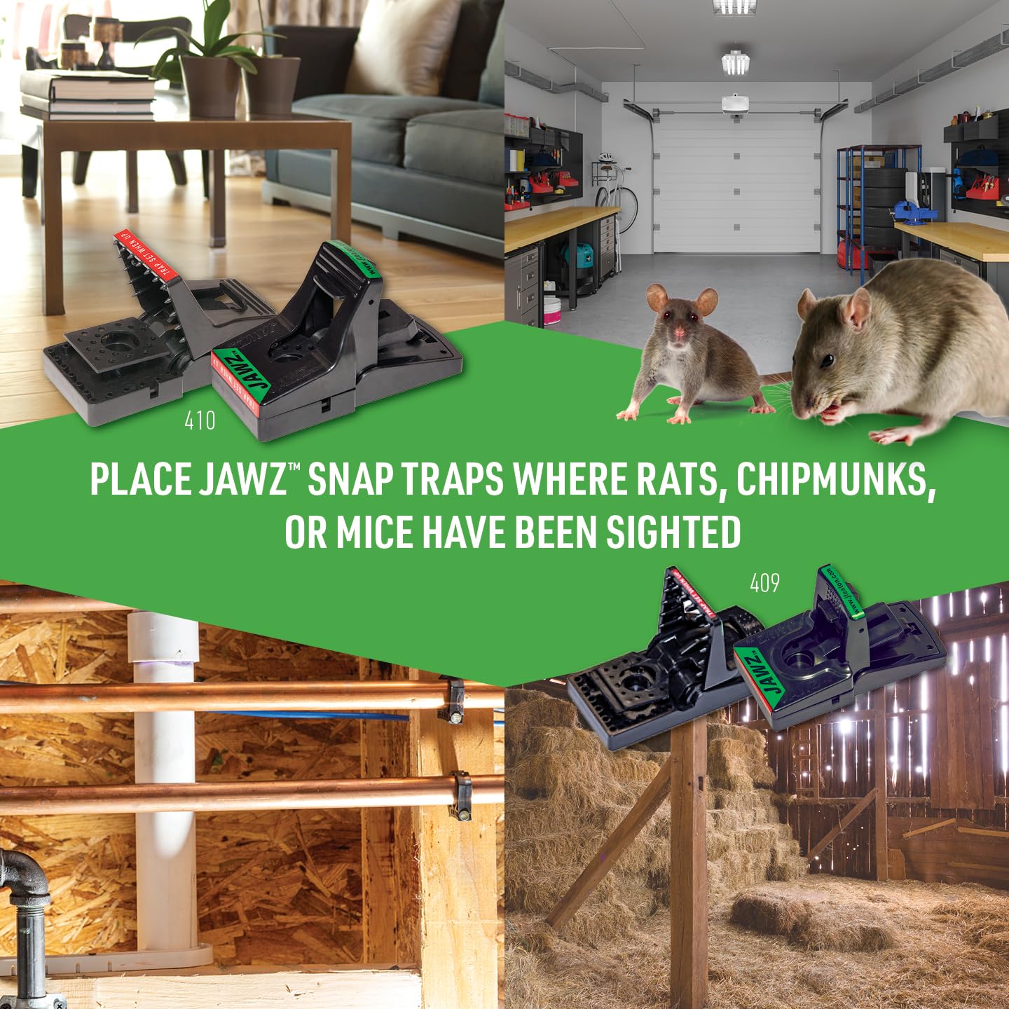 JT Eaton 409 mouse trap in cabinet placement