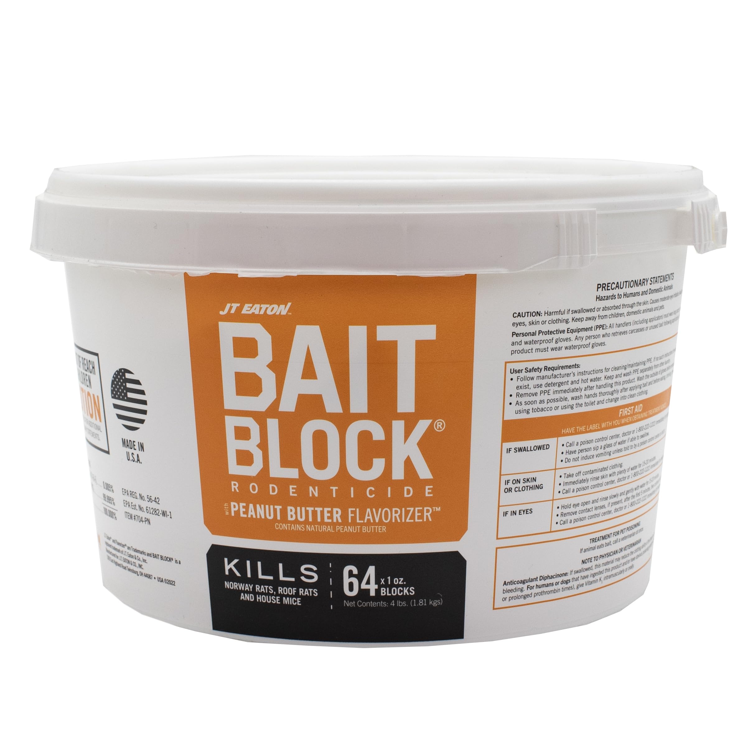 JT Eaton 704-PN Bait Block front view in pail