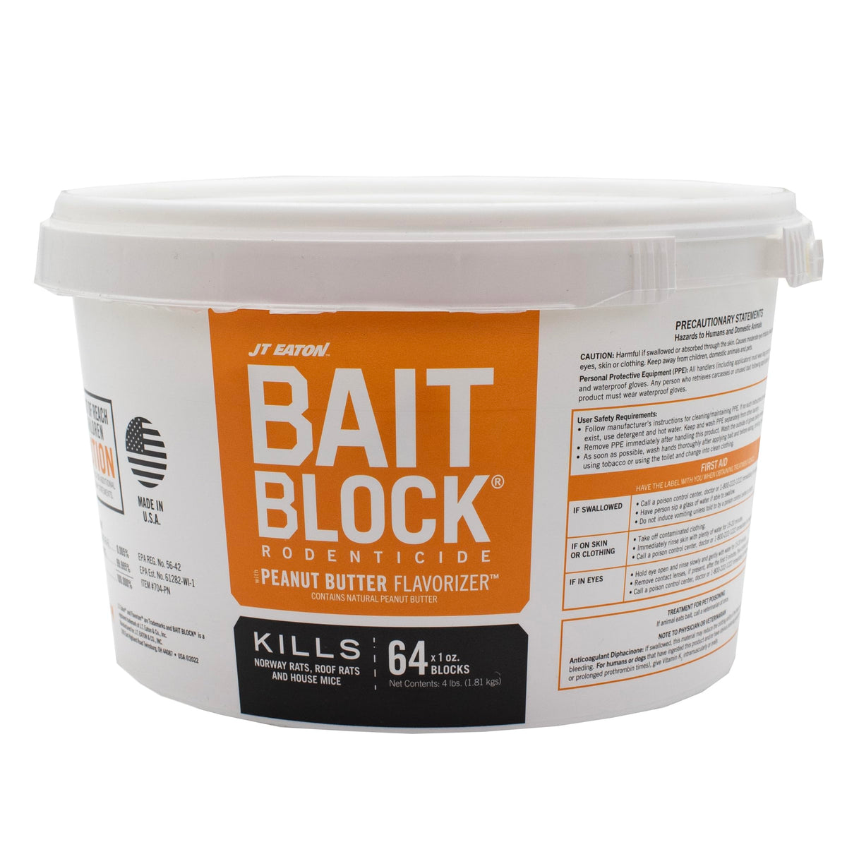 JT Eaton 704-PN Bait Block front view in pail