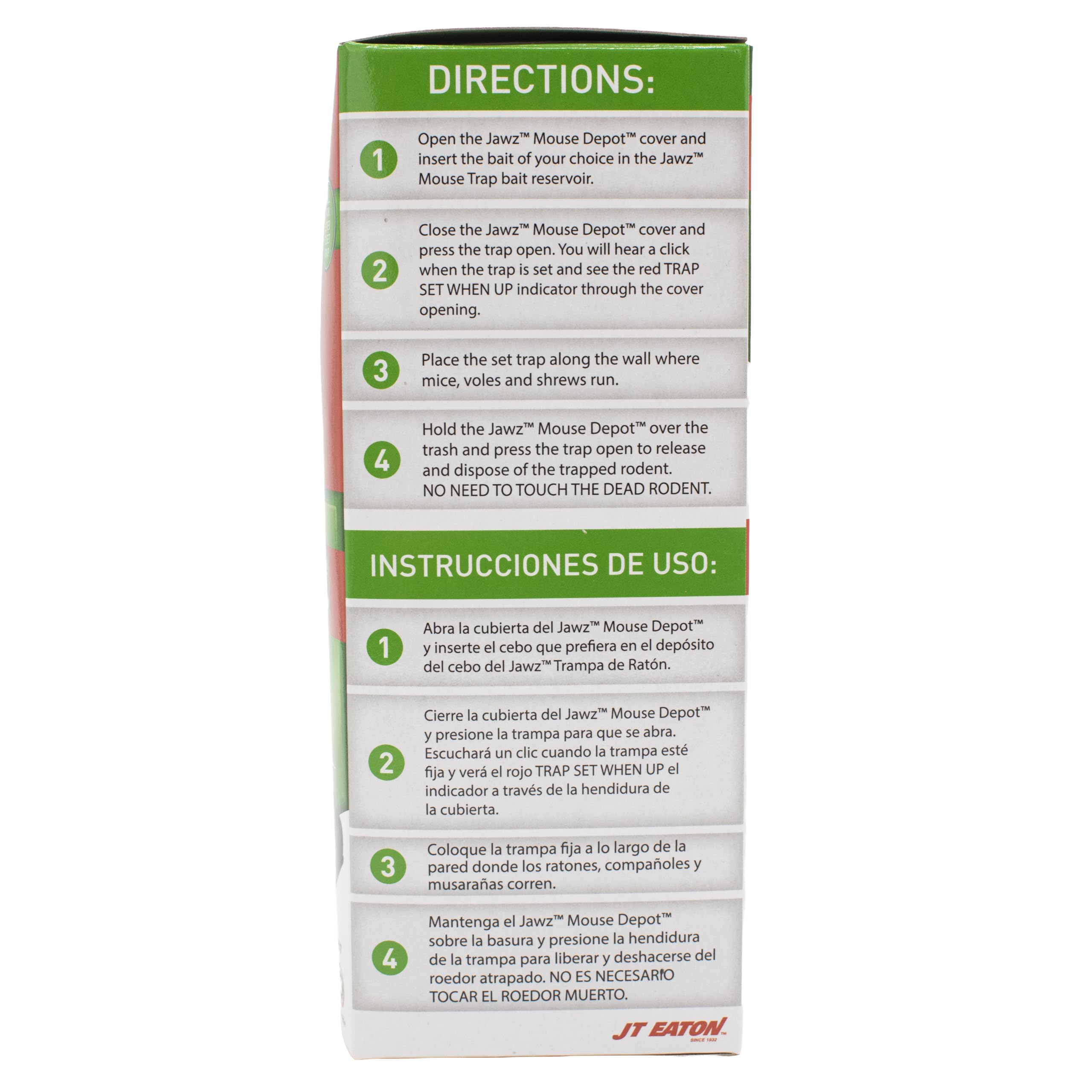 JT Eaton mouse trap showing hygienic disposal feature