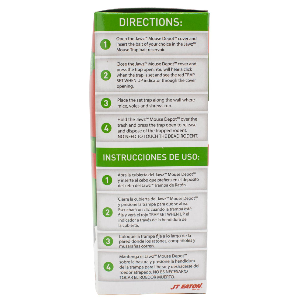 JT Eaton mouse trap showing hygienic disposal feature